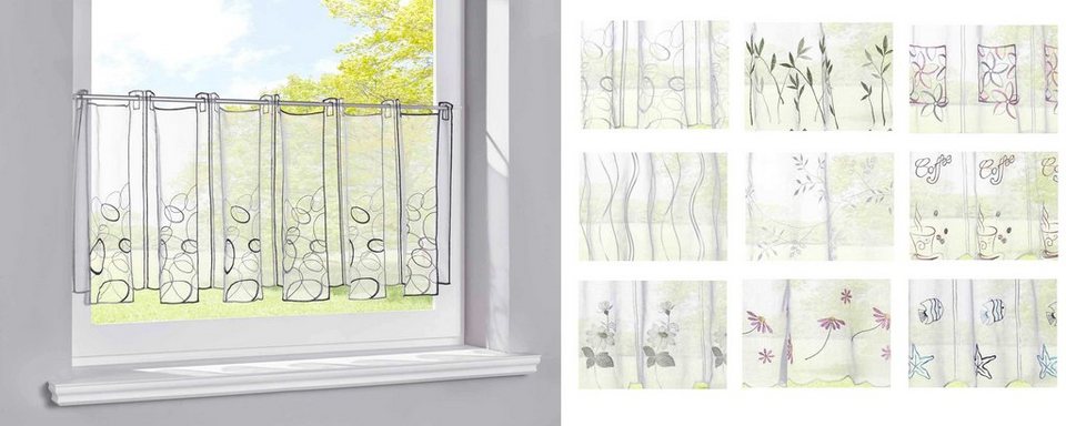 Scheibengardine, Gardinenbox, Stangendurchzug (1 St), transparent, Voile, Stickerei  Transparent Bitrogardine Küchenfenster Sichtschutz