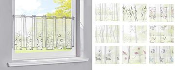 Scheibengardine, Stangendurchzug (1 St), transparent, Voile, Stickerei Transparent Bitrogardine Küchenfenster Sichtschutz