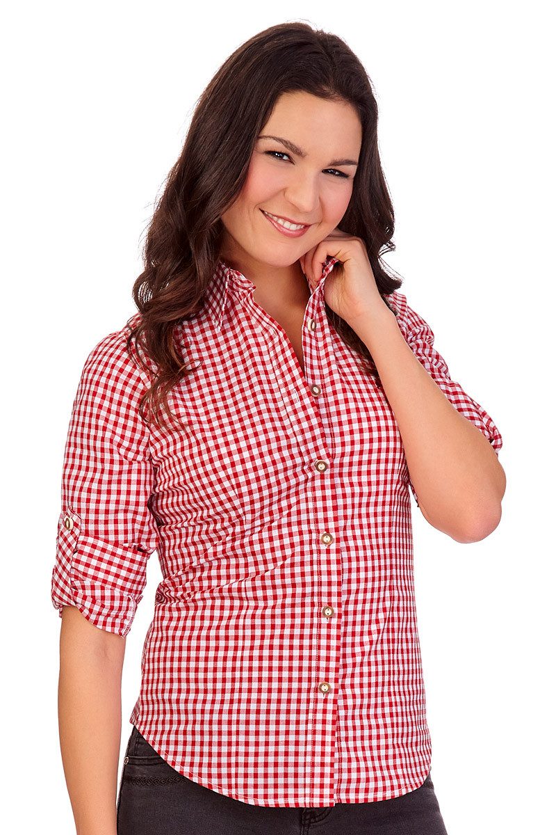 Orbis Textil GmbH & Co. KG Trachtenbluse Trachtenbluse - BASIC - blau, rot