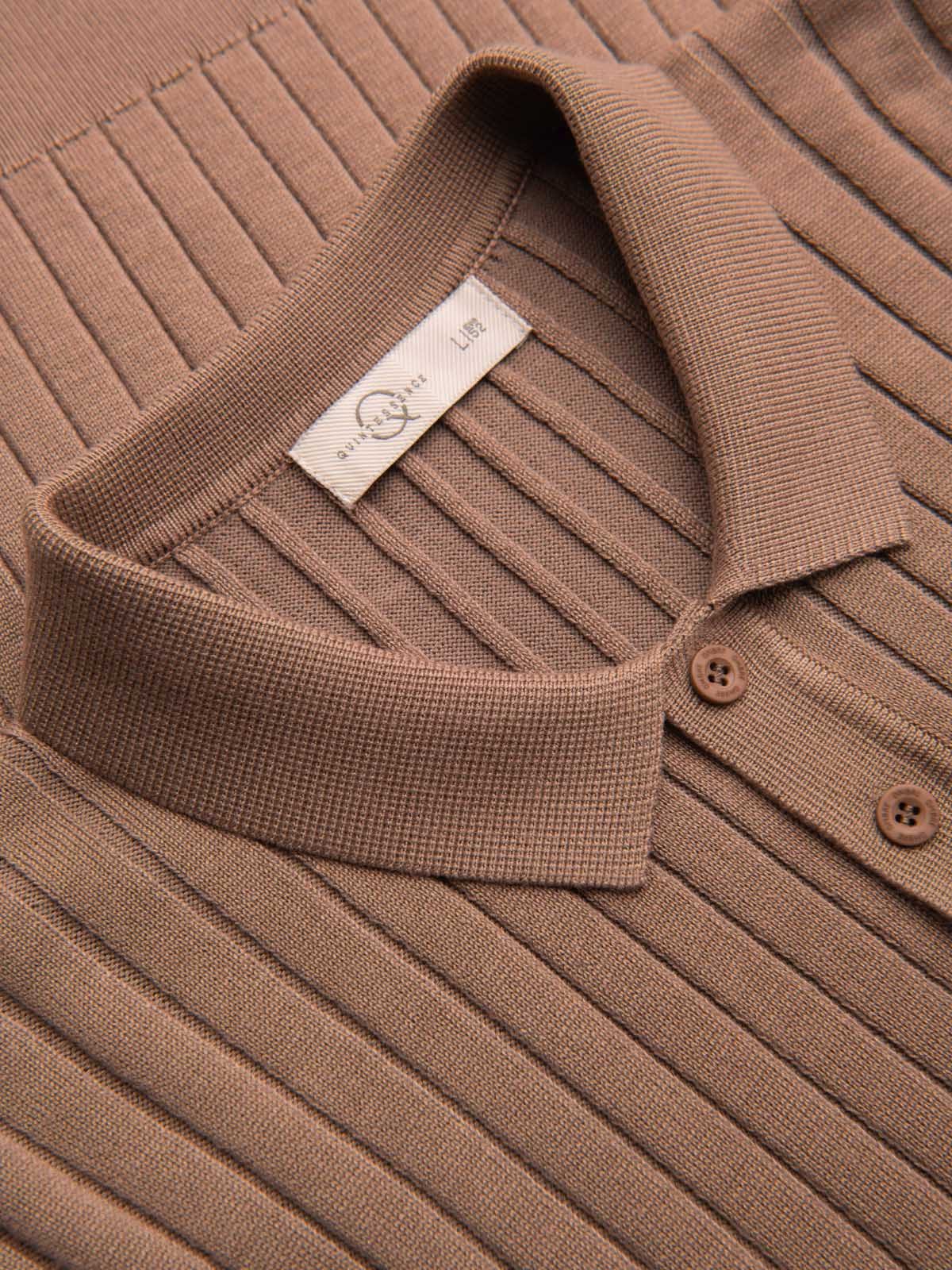 Poloshirt Herren Slim-Fit Polo-Shirt mit Rippstruktur Coffee XXL