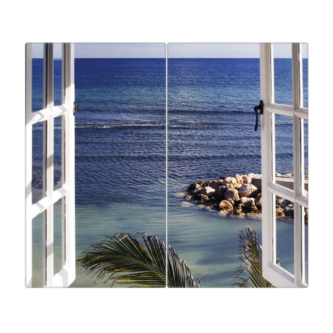 banjado Herd-Abdeckplatte (gehärtet, 2 Gummifüßchen) tlg., inkl. Glas selbstklebende Fensterpanorama