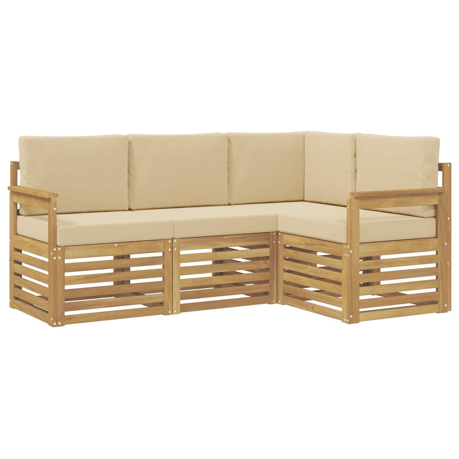 Gartenlounge-Set Outdoor-Sofagarnitur 4 pcs Weiß und Beige 187,5 x 128,5 x 73 cm