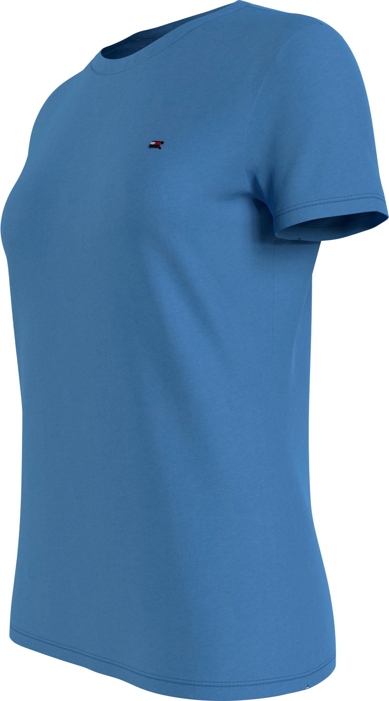 Markenlabel NECK Hilfiger Sky-Cloud T-Shirt NEW CREW Tommy Tommy Hilfiger mit TEE