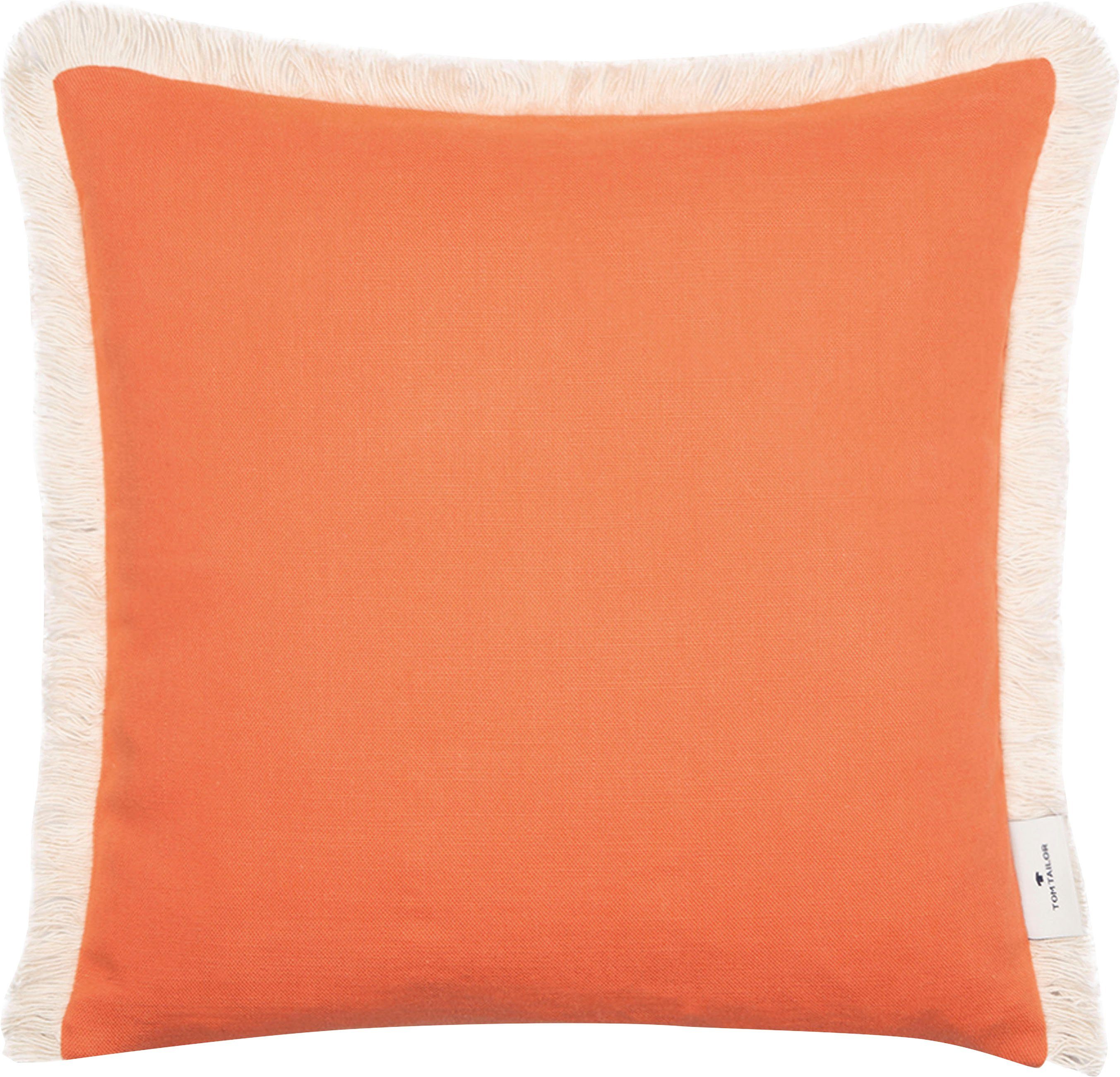 naturfarbenen orange/terra Fransensaum, mit Cotton, ohne HOME TAILOR TOM Kissenhülle Fringed 1 Dekokissen Füllung, Stück