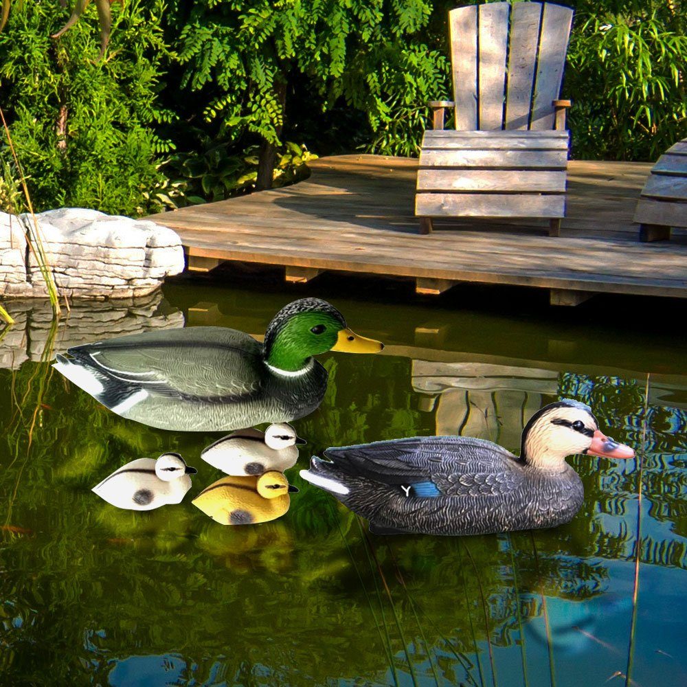 etc-shop Dekofigur, Teichenten für Gartenteich Schwimmente für Teich Entenfamilie