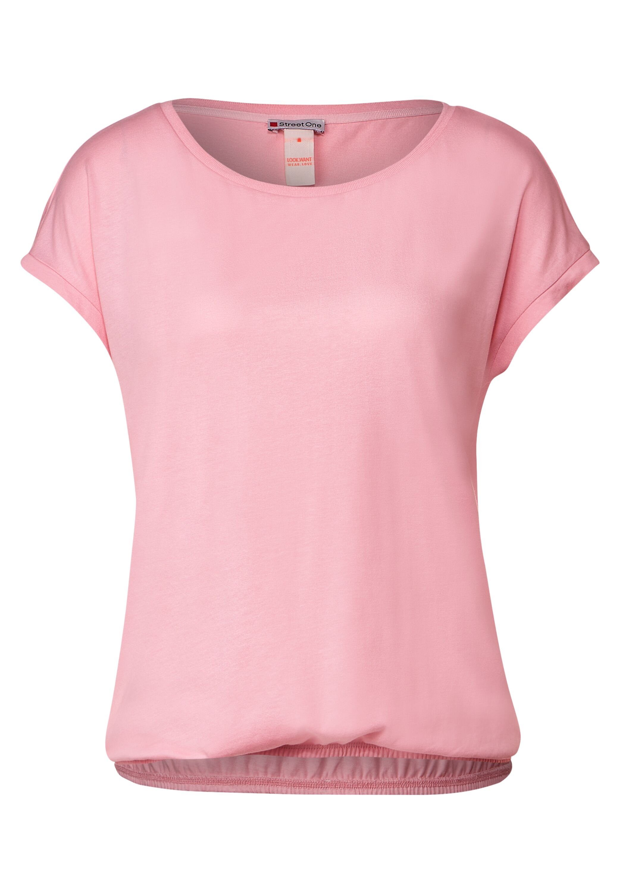 STREET ONE T-Shirt in Unifarbe berry light rose