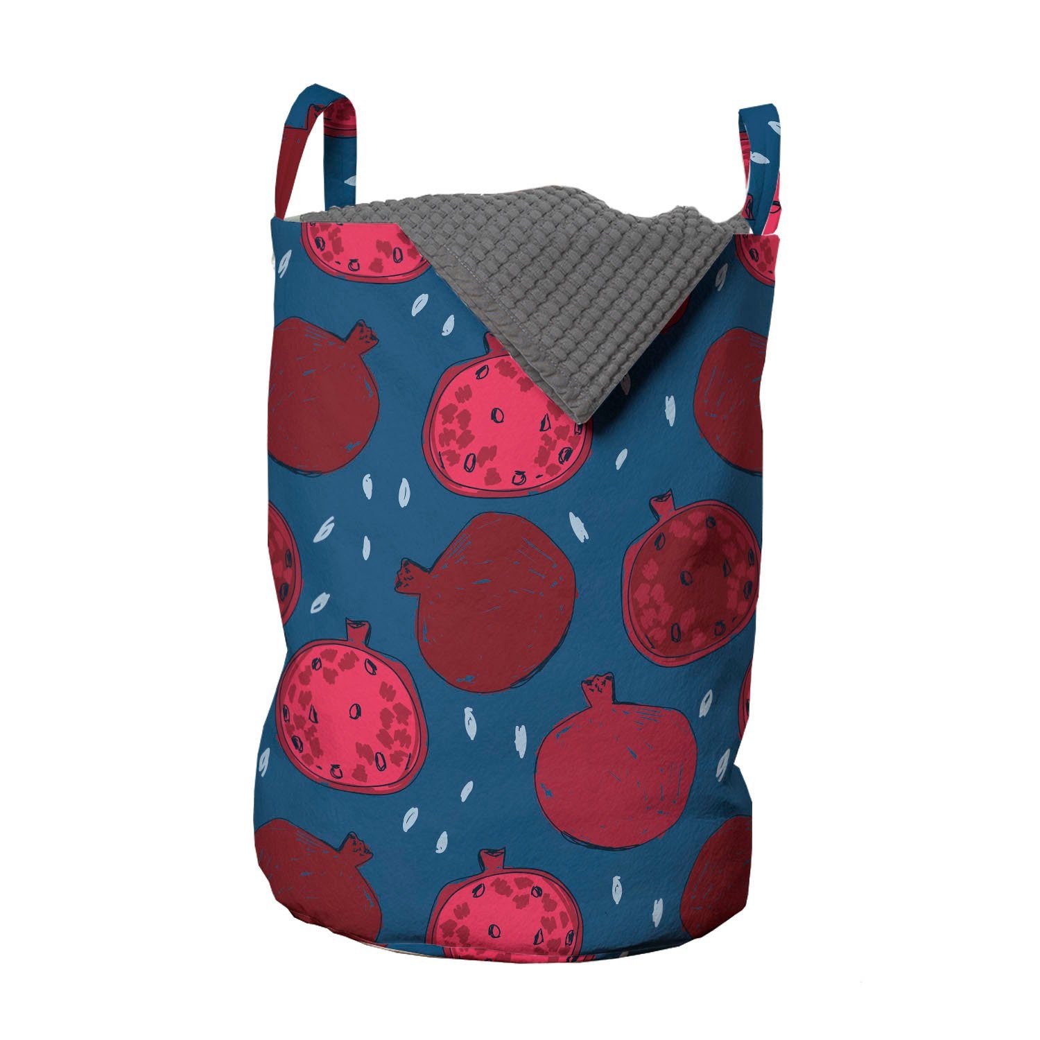 Abakuhaus Wäschesäckchen Wäschekorb mit Griffen Kordelzugverschluss für Waschsalons, Obst Natürliche Pomegranates Muster