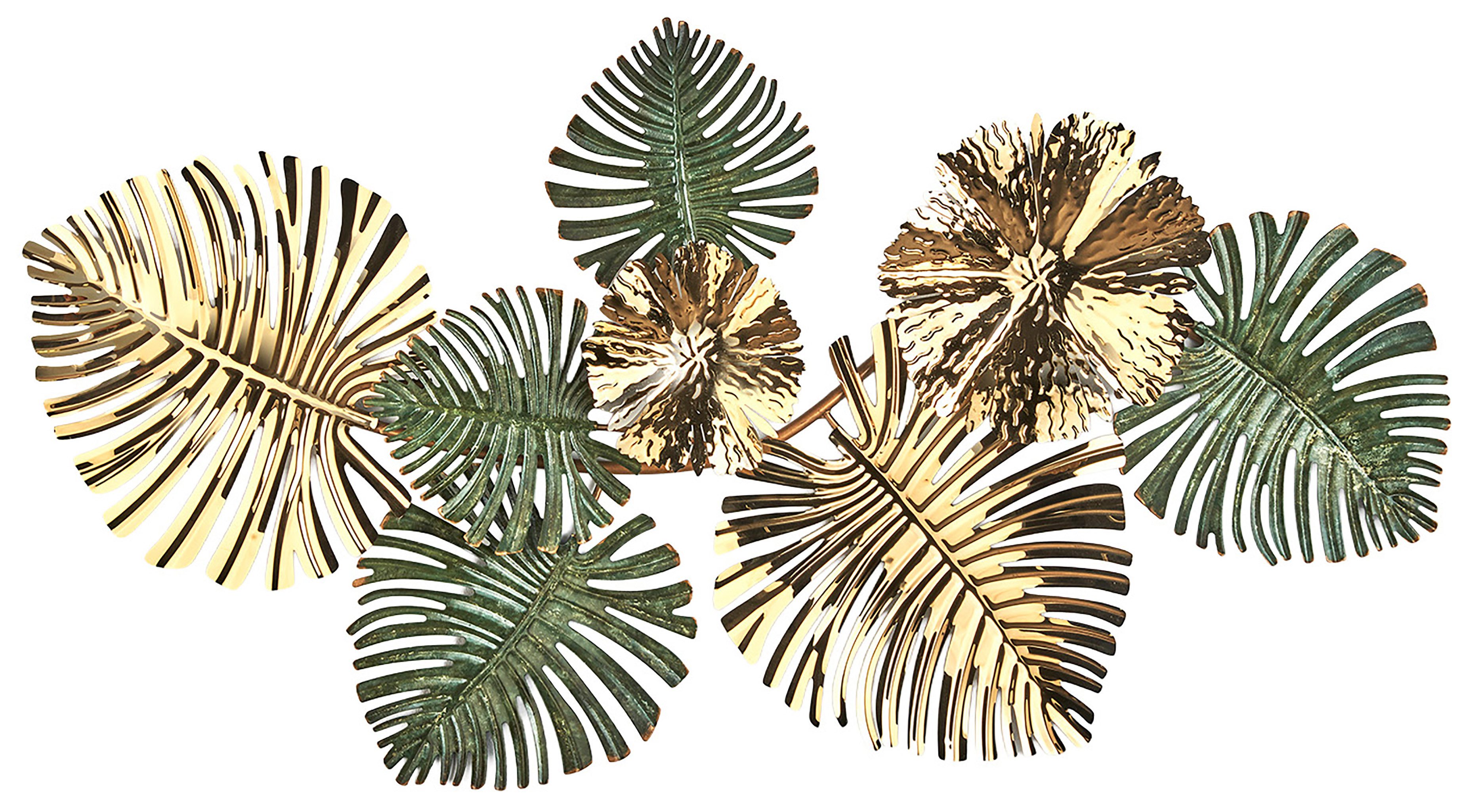 Kobolo Wandbild Metallbild VERDURE aus Metall in gold und grün, Wohndeko Wo günstig online kaufen