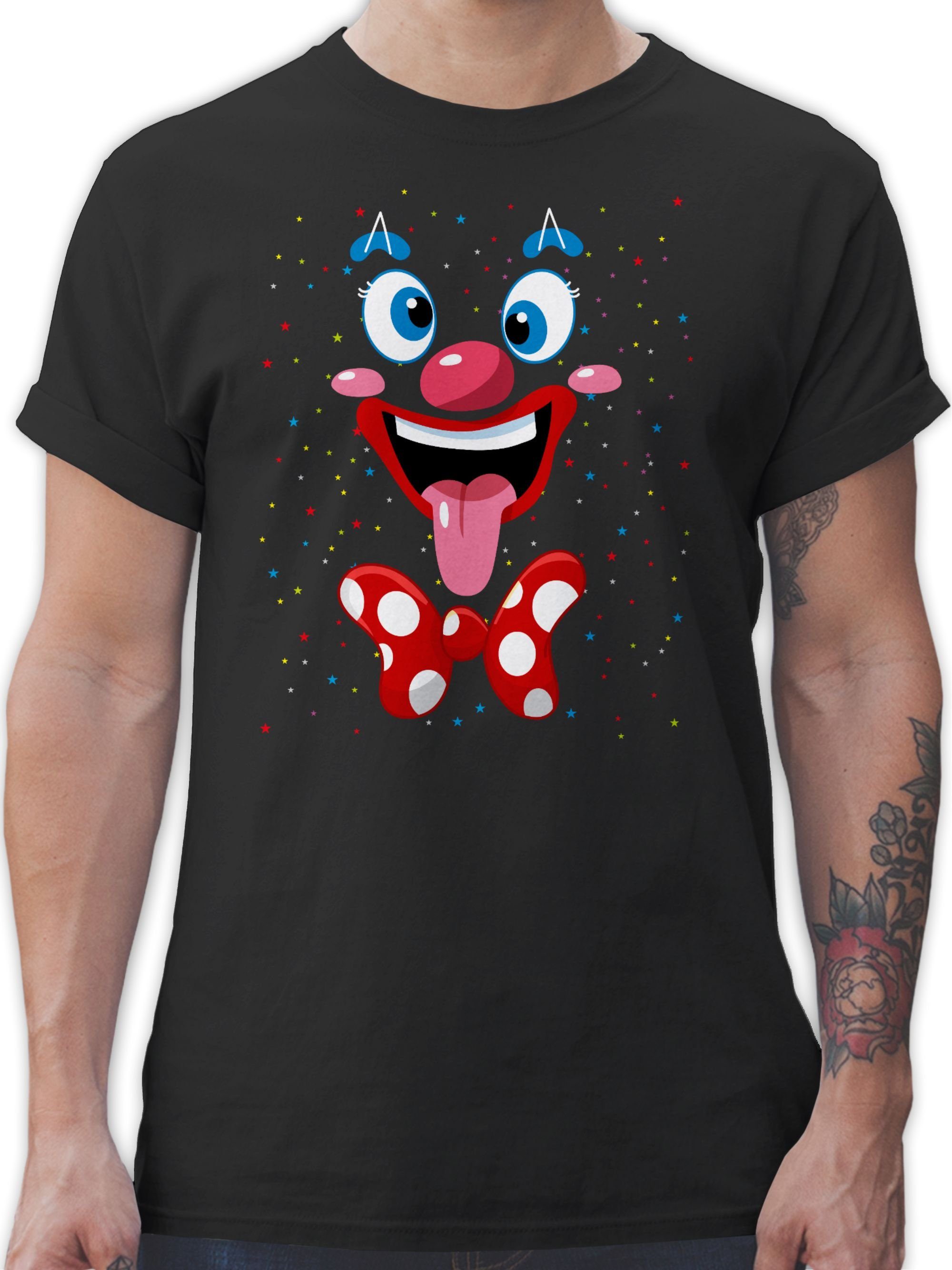 Shirtracer T-Shirt Clown Gesicht Kostüm Karneval Clownkostüm Lustig Fasching Karneval & Fasching