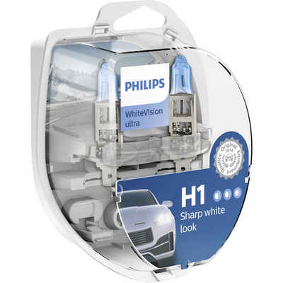 Philips KFZ-Ersatzleuchte Philips 12258WVUSM Halogen Leuchtmittel WhiteVision Ultra H1 55 W 12 V