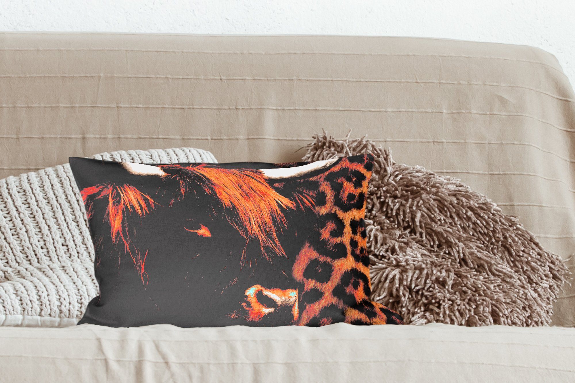 MuchoWow Dekokissen Pantherdruck - Schottischer Dekokissen Schlafzimmer mit Füllung, Zierkissen, - Highlander Dekoration, Wohzimmer Design