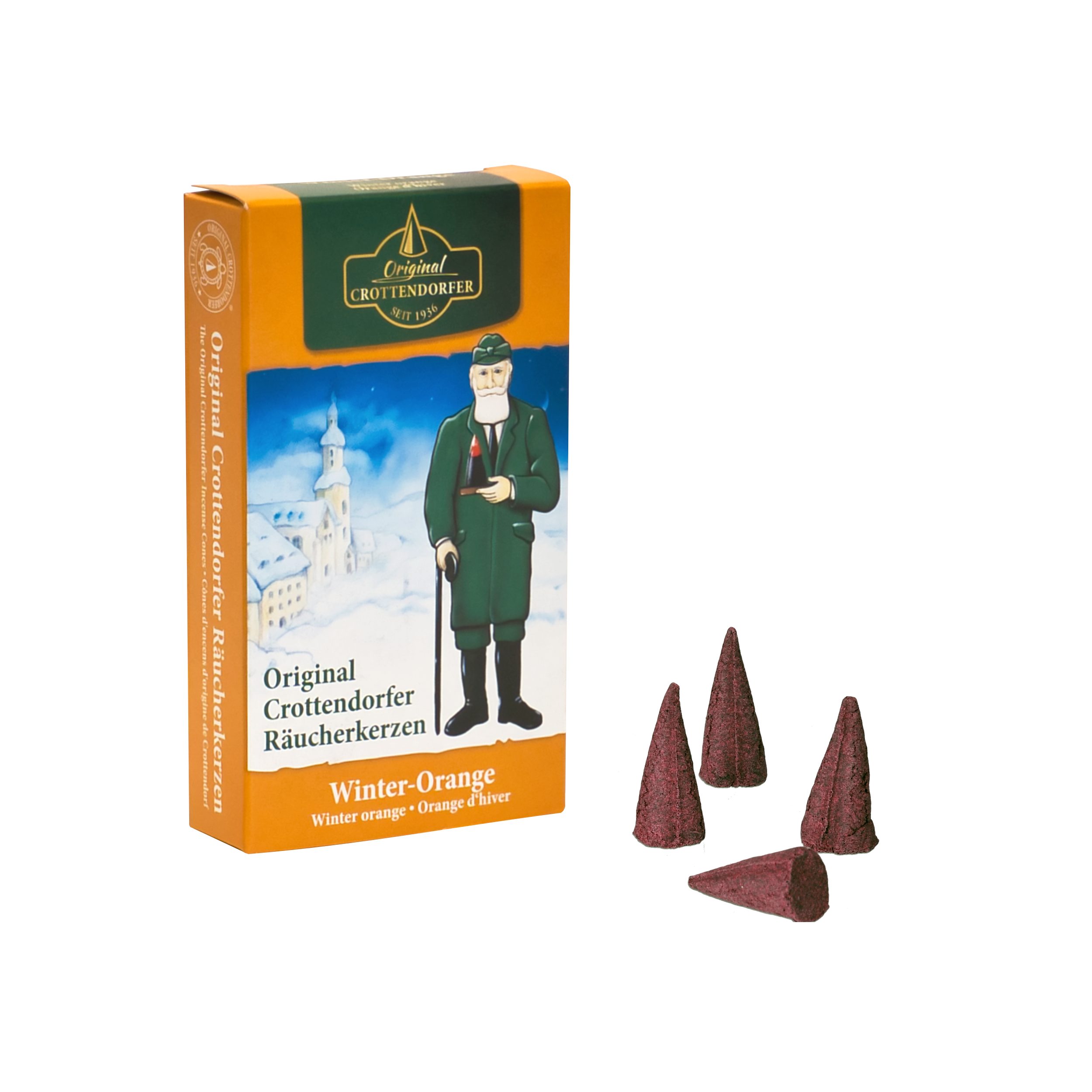 Crottendorfer Räucherkegel Crottendorfer Räucherkerzen 10er-Pack Winter-Orange (Packung, 10-St., Vorteilspack), 100% Made in Germany