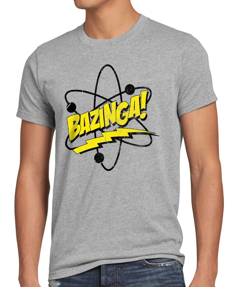 style3 Print-Shirt Herren T-Shirt Bazinga Sheldon big bang fan atom cooper leonard theory physik the grau meliert