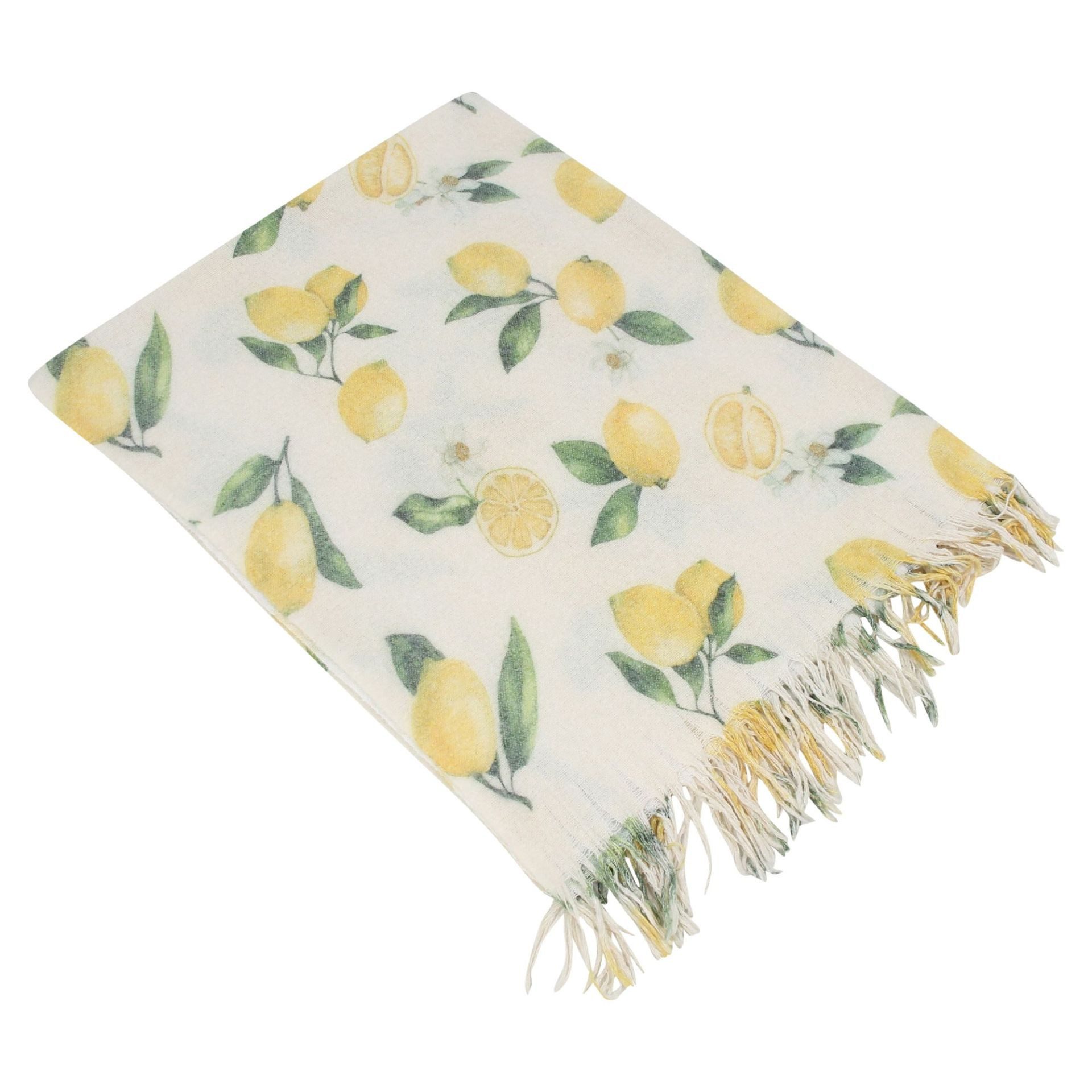 Wohndecke Zitrone Sommer Wohn Decke Sofa Deko Webdecke Fransendecke mediterran, Home-trends24.de
