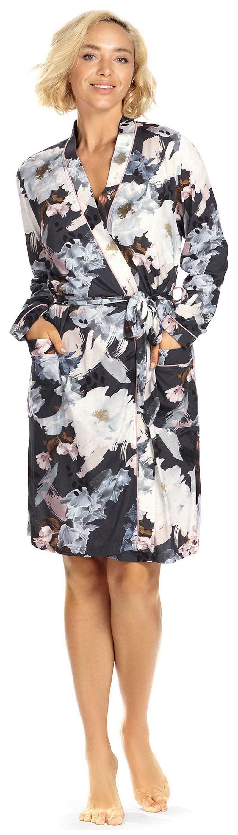 Ascafa Damenbademantel Summer Dark, Baumwolle, Kimono-Kragen, günstig online kaufen