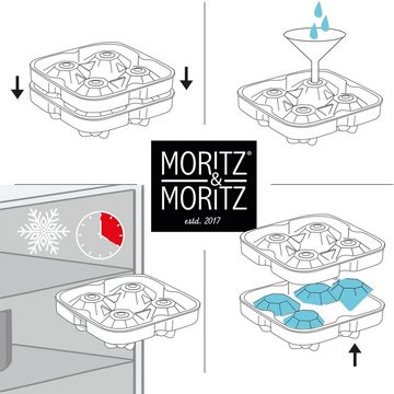 Moritz & Moritz Eiswürfelform Moritz & Moritz Kitchen - Eiswürfelform Diamanten 2er Set inklusive, (2er Set 9-tlg), Inkl. 6 Filz-Untersetzer & Rezeptheft