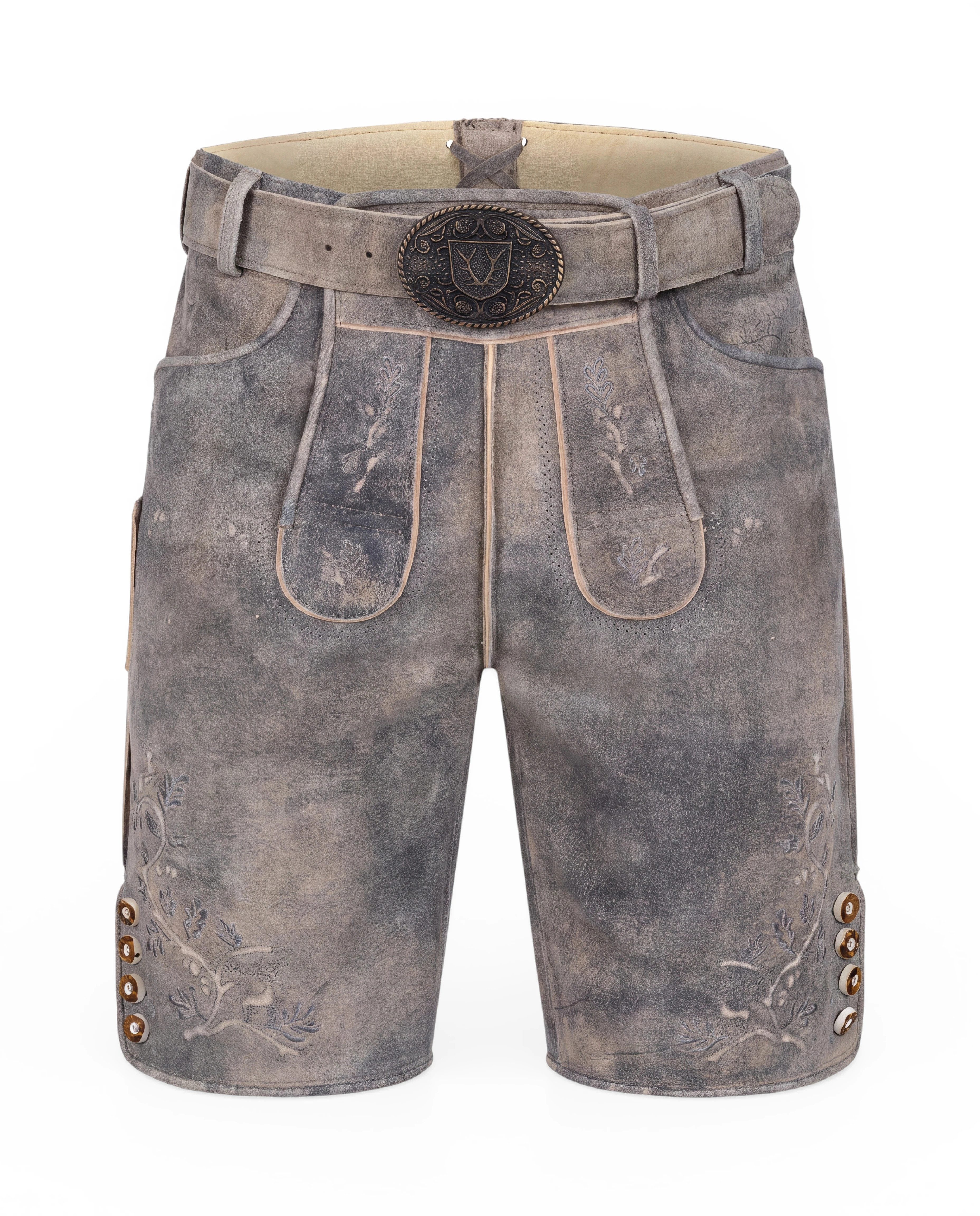 KRÜGER BUAM Trachtenlederhose Berno Mit traditioneller Stickerei und Gürtel