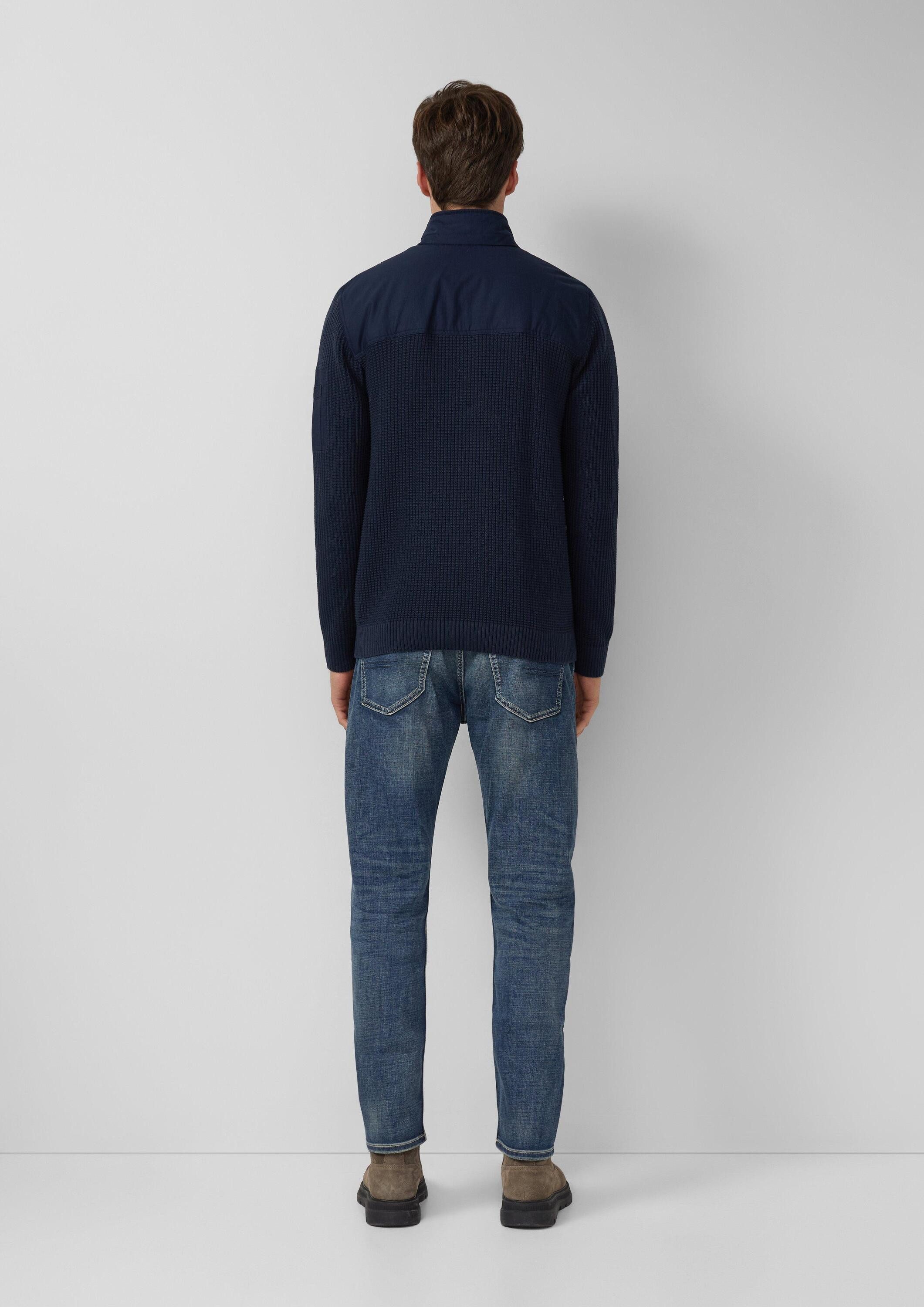 s.Oliver Cardigan Strickjacke Sportive Strickjacke im Fabricmix mit Kontrastdetail