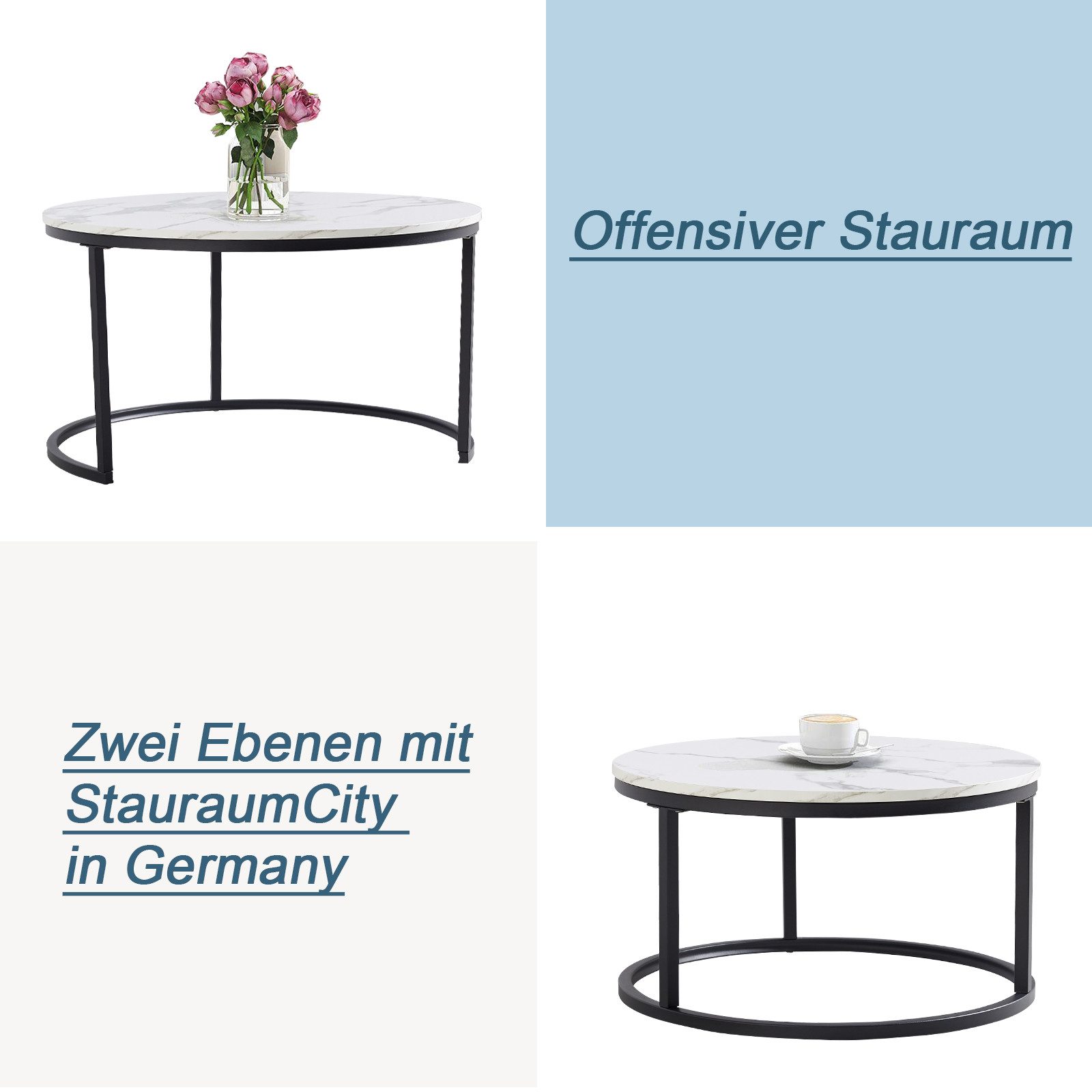 REDOM Couchtisch Satz Marmor Furnier Sofa günstig online kaufen