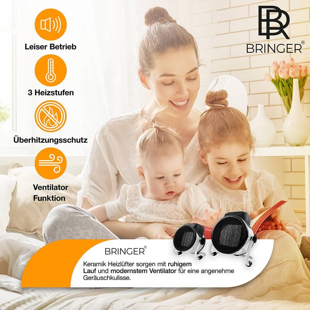 Bringer Keramikheizlüfter BRHL, 2000 W, 3 Stufen, schnelle Wärme, effizient - Elektroheizung