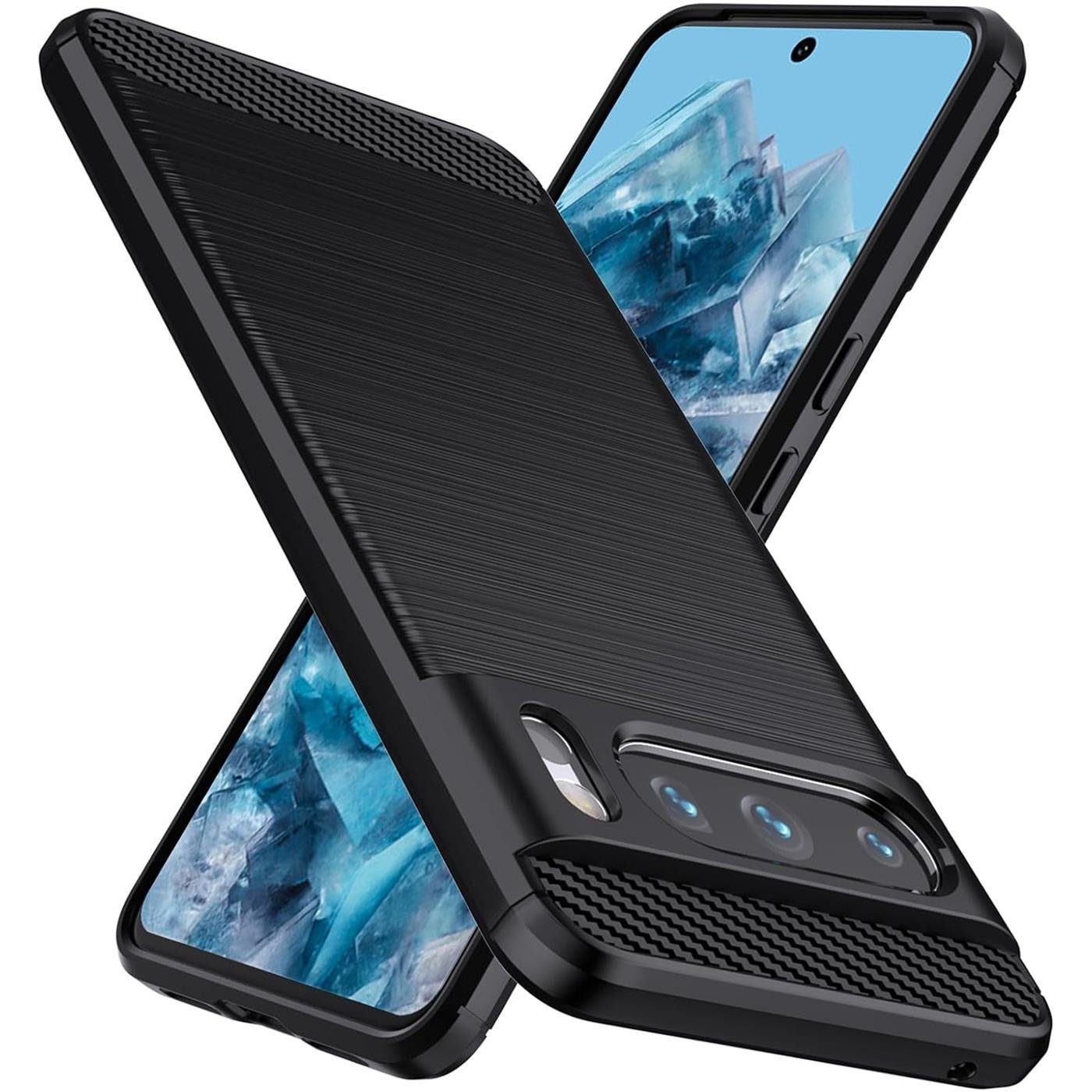 CoolGadget Handyhülle Carbon Handy Hülle für Google Pixel 8 Pro 6,7 Zoll, robuste Telefonhülle Case Schutzhülle für Pixel 8 Pro Hülle