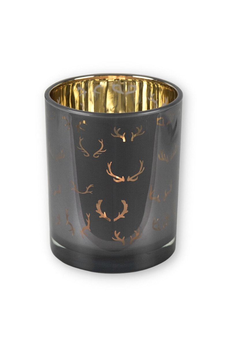 Mars & More Windlicht Windlicht - GEWEIH - silbergrau/gold