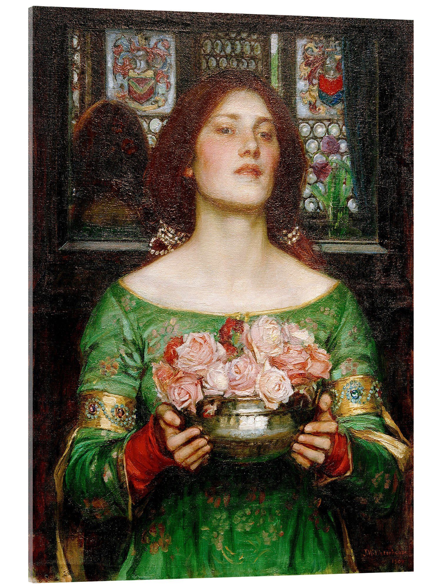 Posterlounge Wandbild Rosenblütensammeln, John William Waterhouse, erhältlich als Poster, Leinwandbild, Wandsticker oder Acrylglasbild