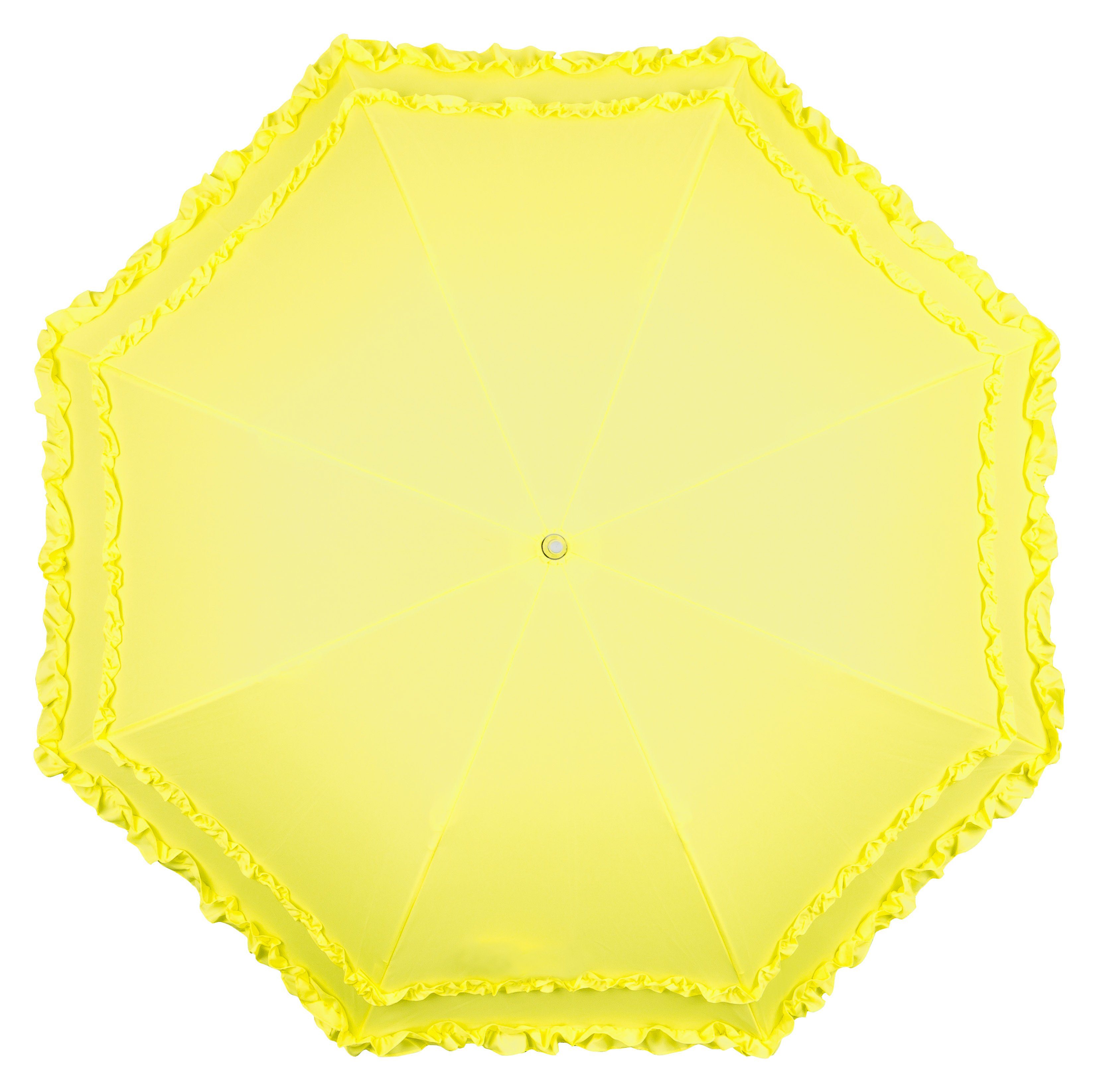 von Lilienfeld Stockregenschirm Regenschirm Sonnenschirm Mary, gelb Rüschenkanten Hochzeitsschirm zwei