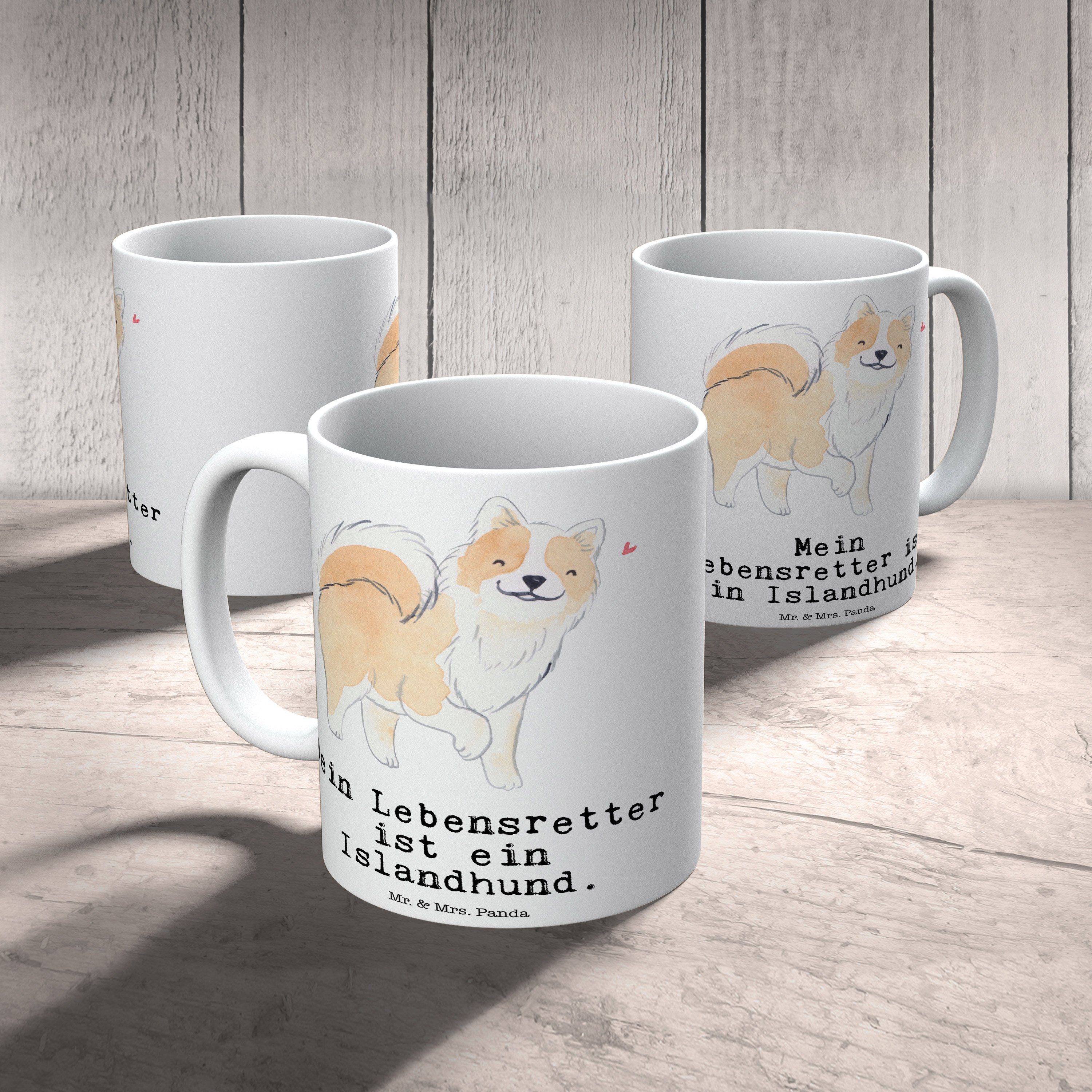 Mr. & Mrs. Panda Lebensretter Tasse, - Büro Geschenk, Weiß Hund, Islandhund - Teetasse, Tasse Keramik