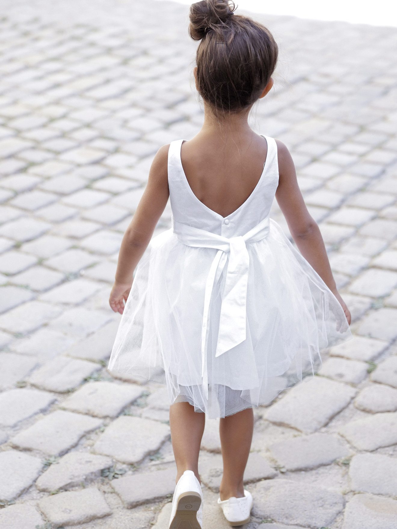 vertbaudet Minikleid Festliches Mädchenkleid, Satin und Tüll