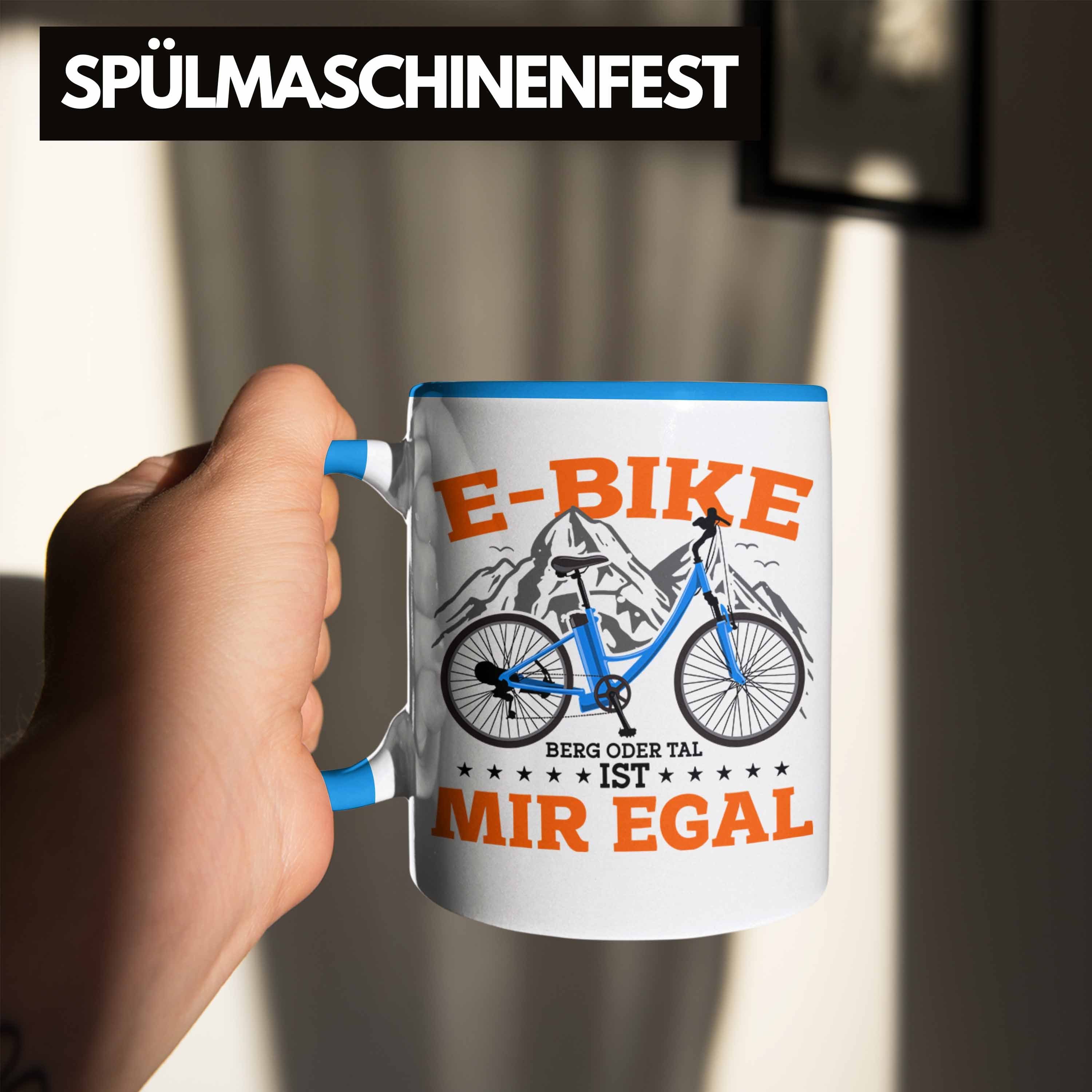 Blau E-Bike Trendation Tasse Geschenk Sprüche Fans Geschenkidee E-Bike Lustige Tasse