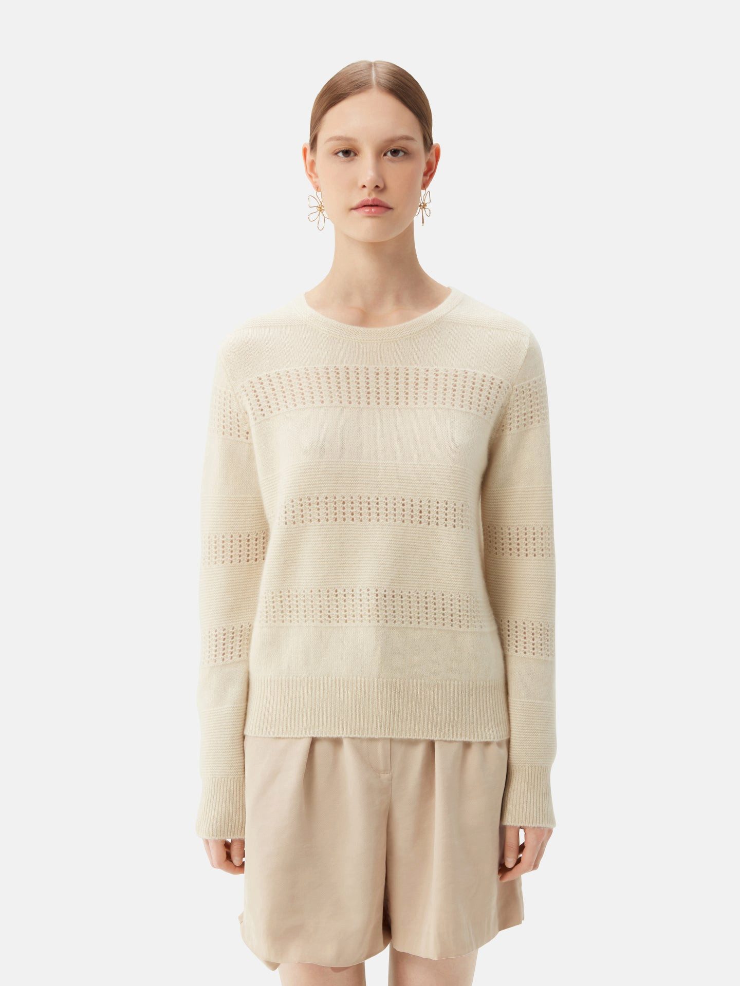 GOBI Cashmere Rundhalspullover Naturfarbe Kaschmir Pullover günstig online kaufen