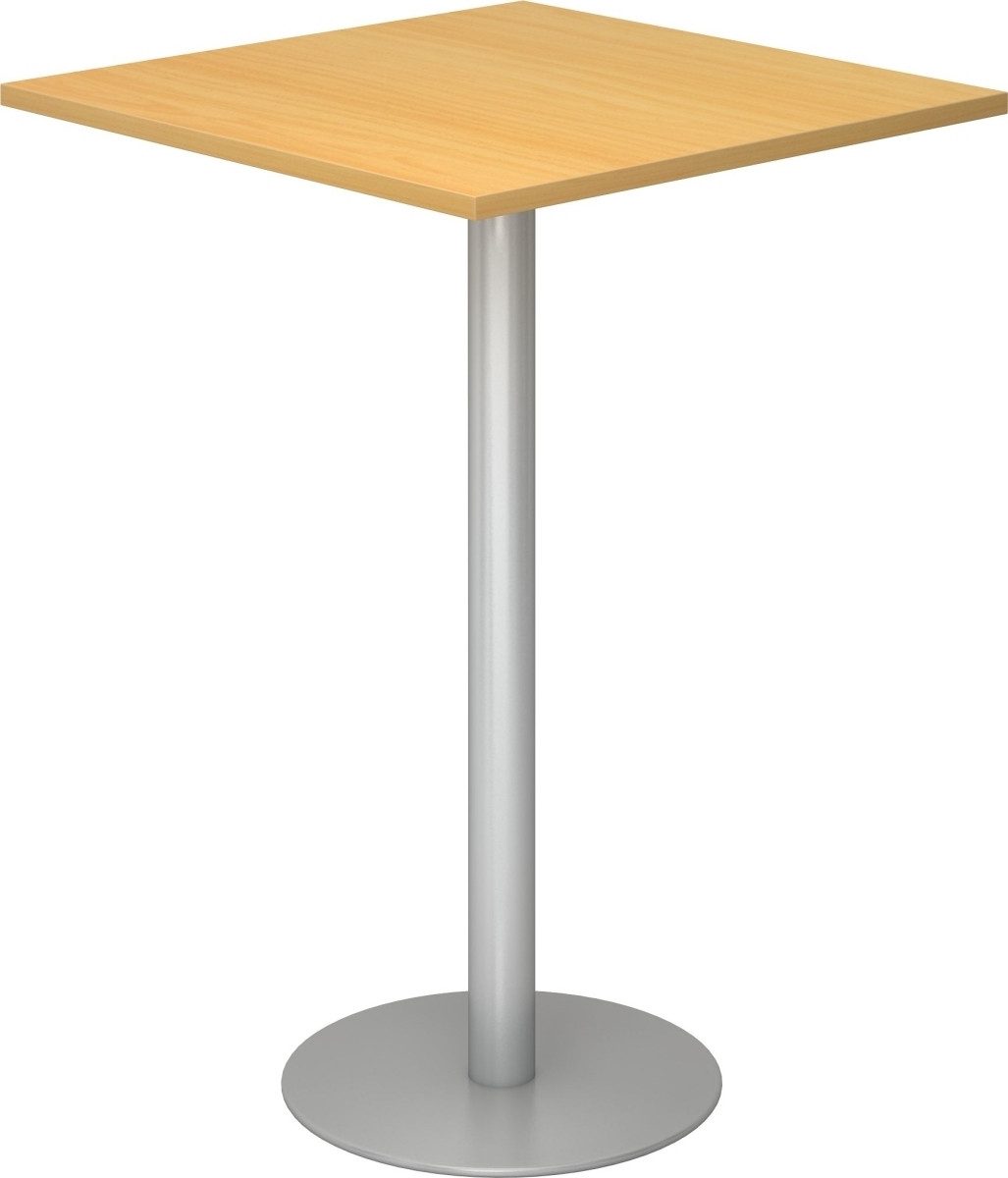 Empfangstheke Stehtisch 80x80cm Buche/silber
