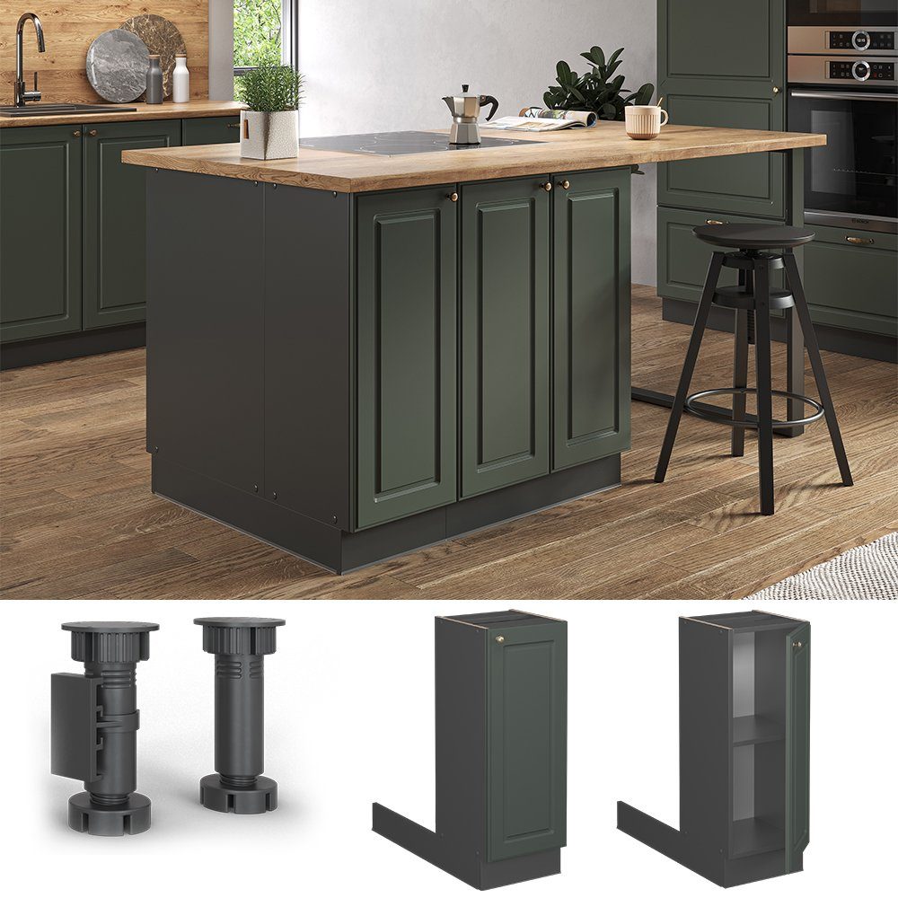 Vicco Unterschrank Fame-Line, Grün-Gold Landhaus/Anthrazit, 30 cm ohne Arbe günstig online kaufen