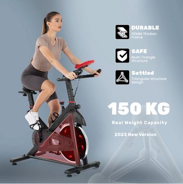 BIGZZIA Heimtrainer Fitness Fahrrad für Zuhause Fitness - Kardio Training Indoor Bikes (Mit Trinkflaschenhalter), Belastbarkeit 120 kg - LCD-Display