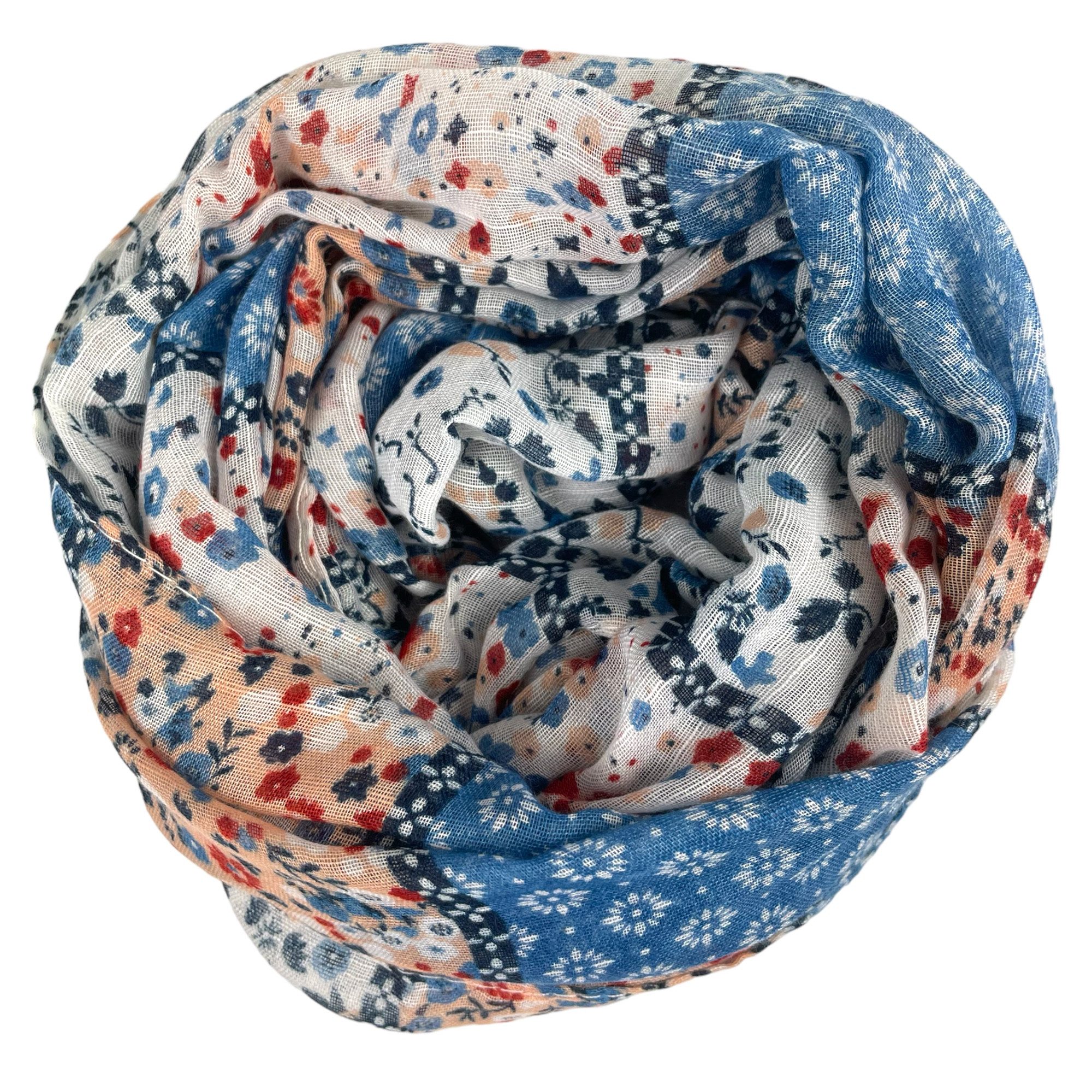 TASCHEN4LIFE Loop leichter Damen Loop Schal mit Streublümchen, vintage & modern mehr