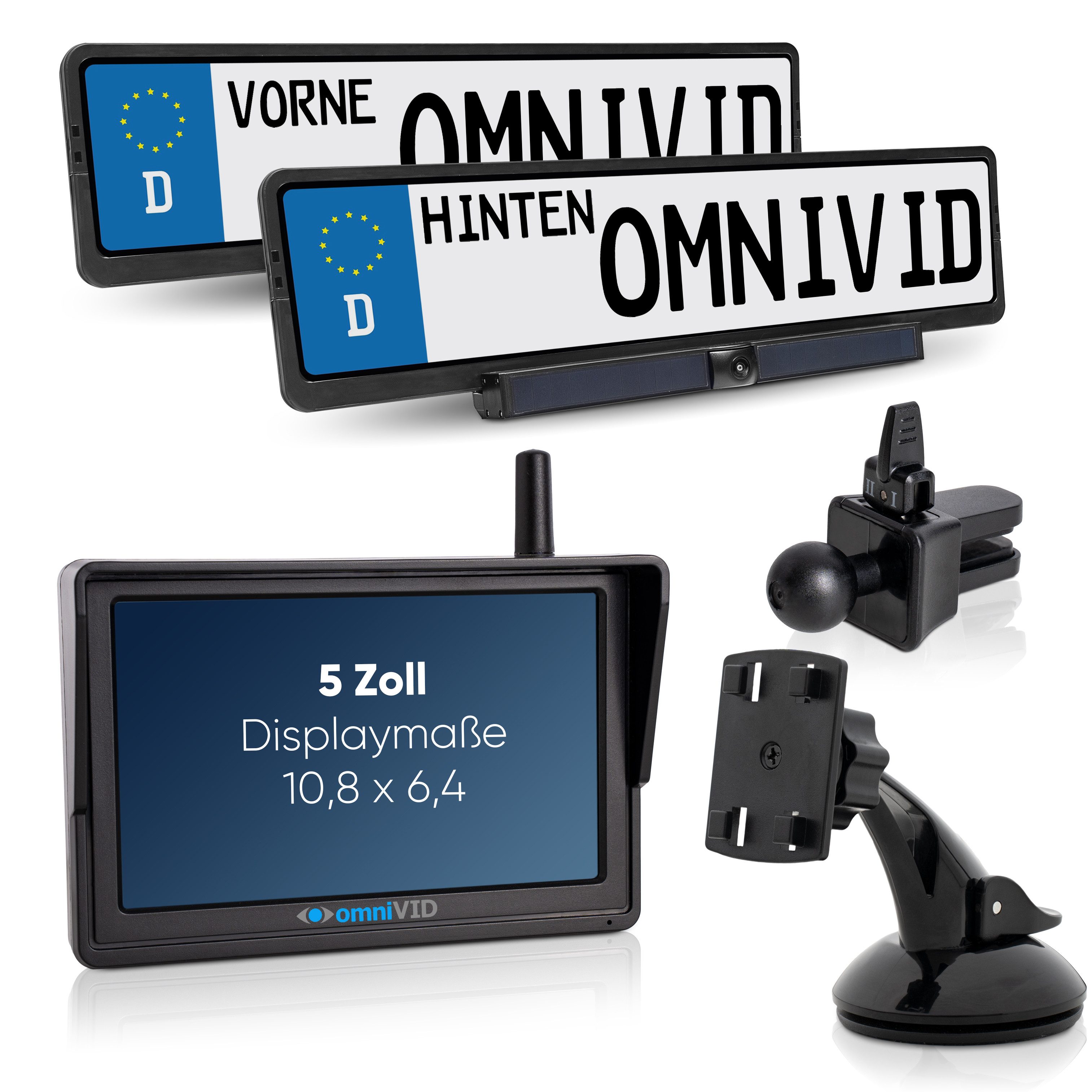 omniVID® Solar Rückfahrkamerasysteme Kabellos 4,3" oder 5" Monitor Rückfahrkamera