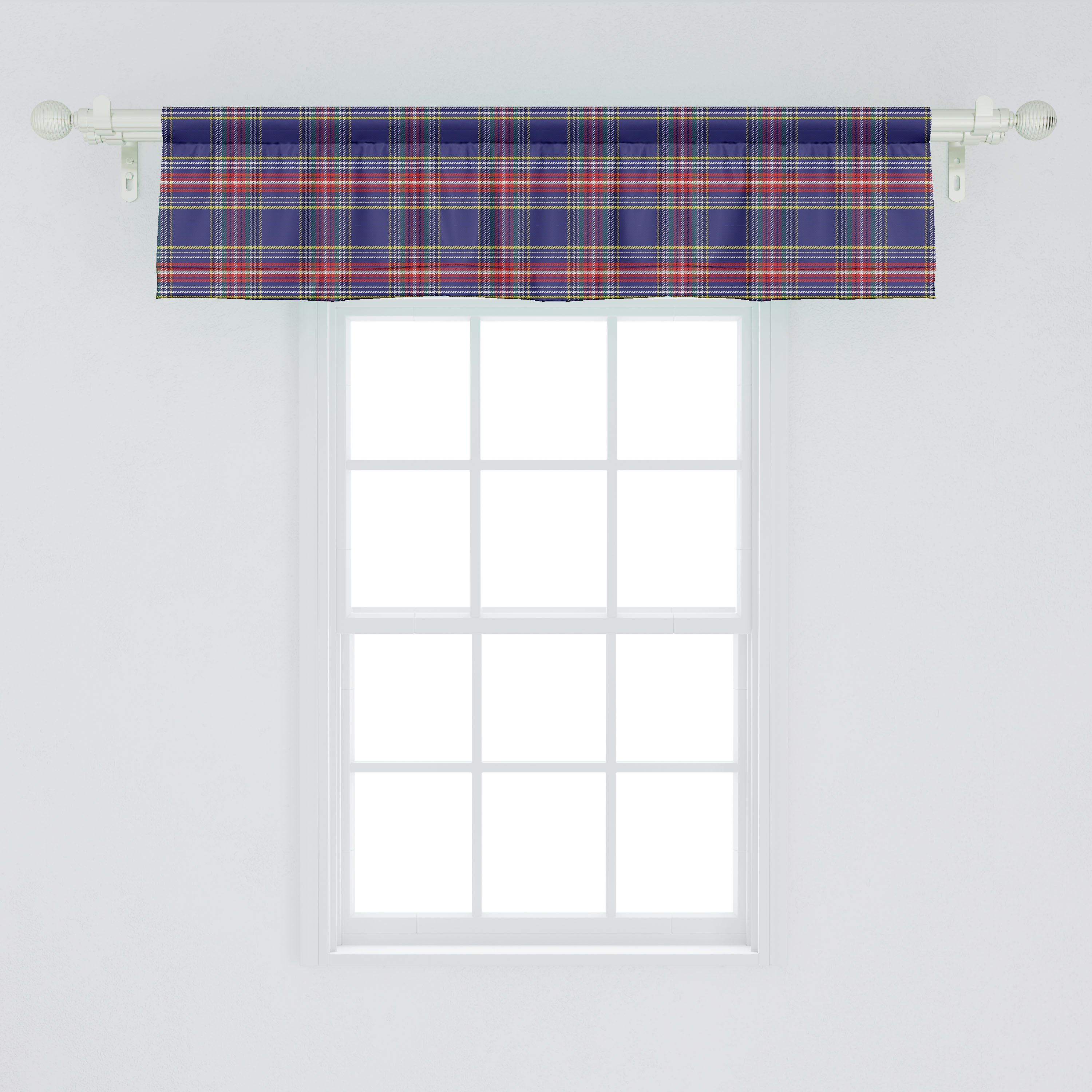 Dekor Microfaser, Abakuhaus, Style für Scottish mit Küche Country Scheibengardine Volant Plaid Stangentasche, Vorhang Schlafzimmer