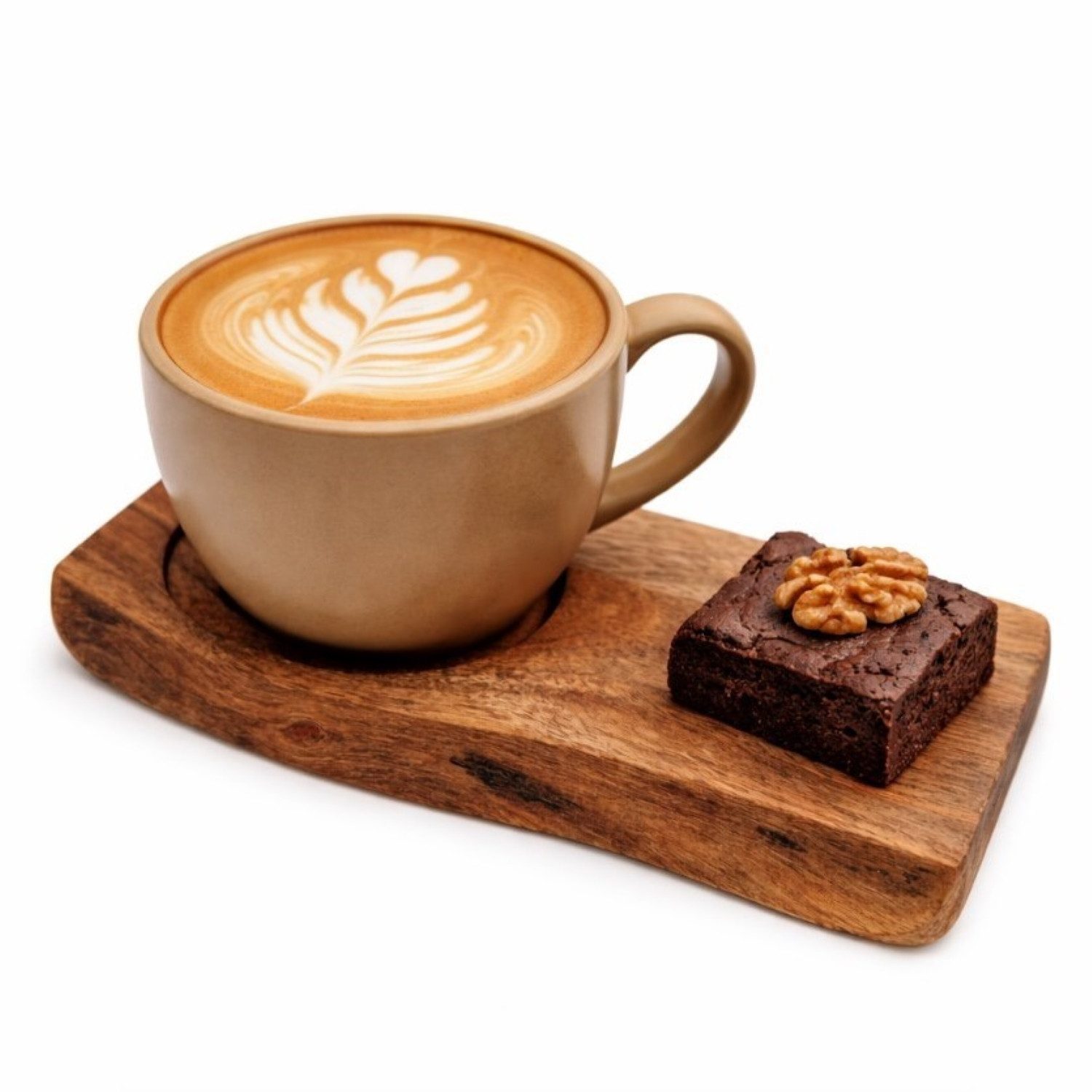Online-Fuchs Servierbrett Kaffeebrettchen, kleines Serviertablett aus Holz für Kaffee & Tee, Akazienholz, (22 cm groß, Einkerbung für Tasse, Glas), für Kaffeebecher, Latte Macchiato Gläser & Teegläser