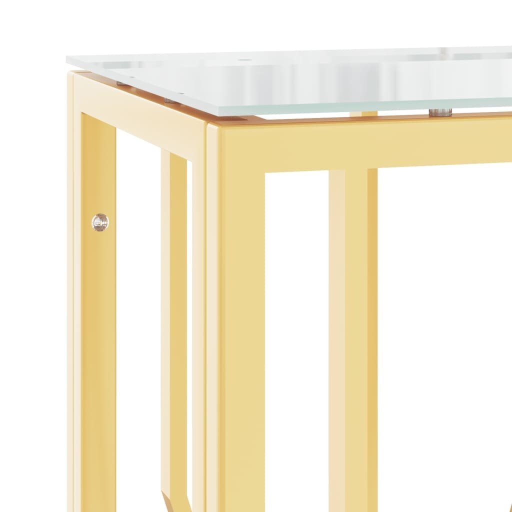 furnicato Beistelltisch und 70x30x70 cm Konsolentisch Edelstahl Glas (1-St) Golden