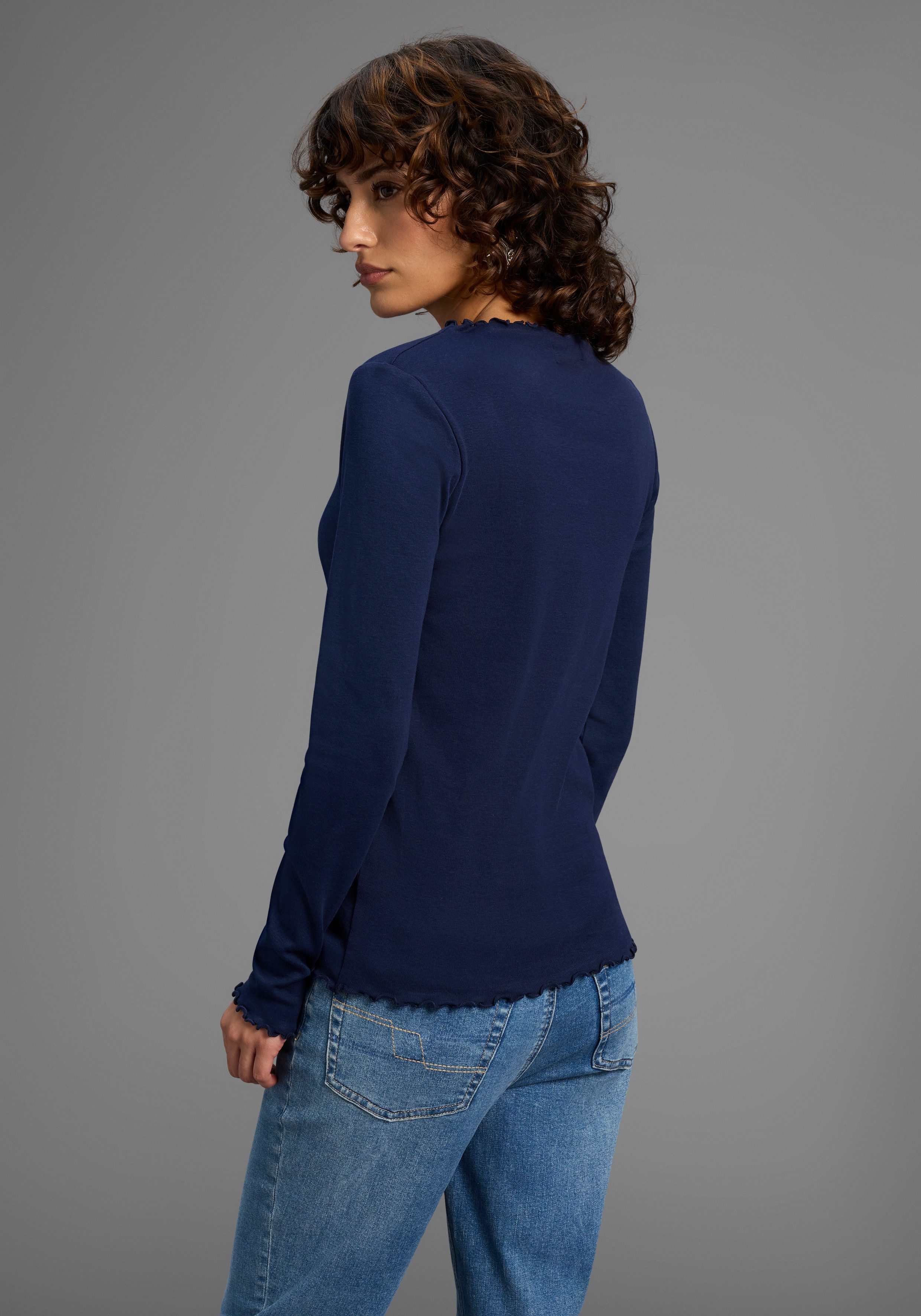 Flashlights Langarmshirt (2er- Pack) sehr figurbetonte Passform, gekräuselter Ausschnitt