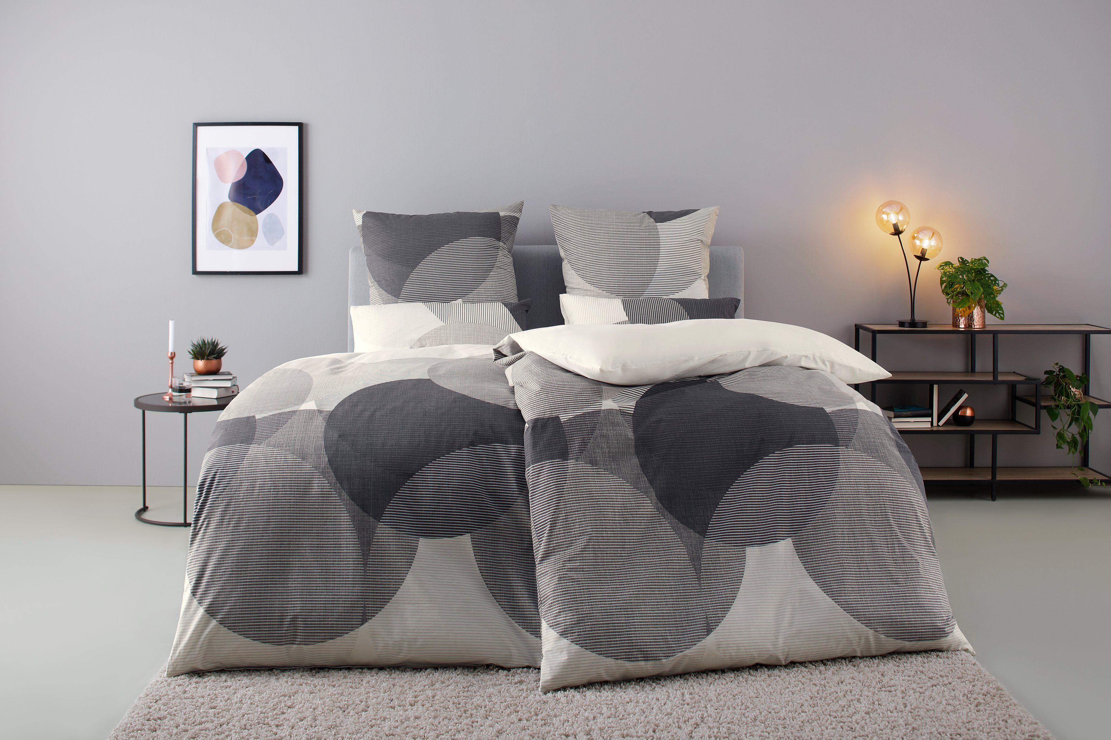 OTTO home Bettwäsche Carla ab Gr. 135x200 cm und in drei Qualitäten, Renforcé, 2 teilig, 100% Baumwolle, geometrisches Design, Kreise, Bierbaum by OTTO home