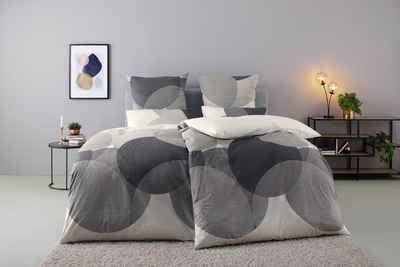 Bettwäsche Carla in Gr. 135x200 oder 155x220 cm, BIERBAUM, Feinbiber, 2 teilig, Bettwäsche aus Baumwolle, geometrische Bettwäsche mit Reißverschluss