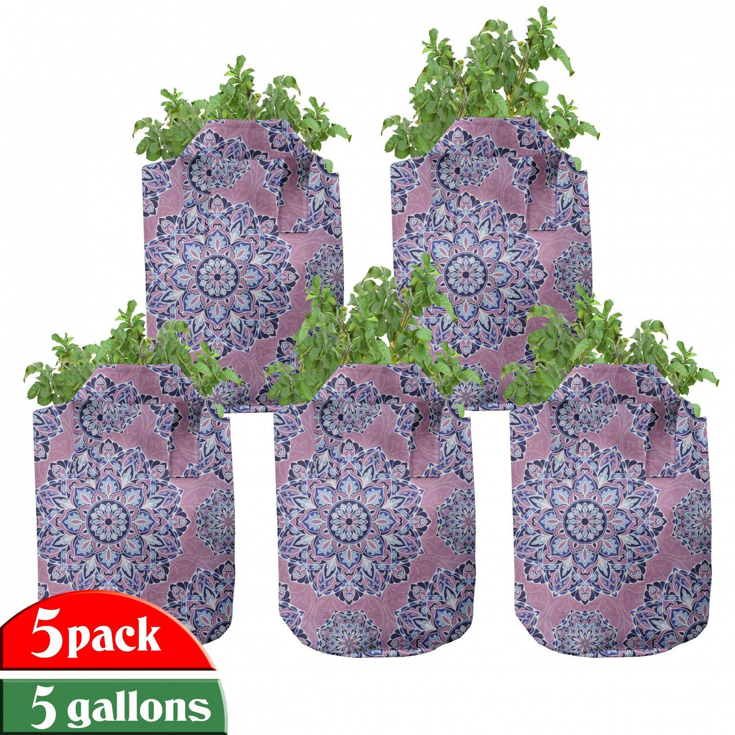Abakuhaus Pflanzkübel hochleistungsfähig Mandala lila Pflanzen, Linien Stofftöpfe für Oriental Griffen mit