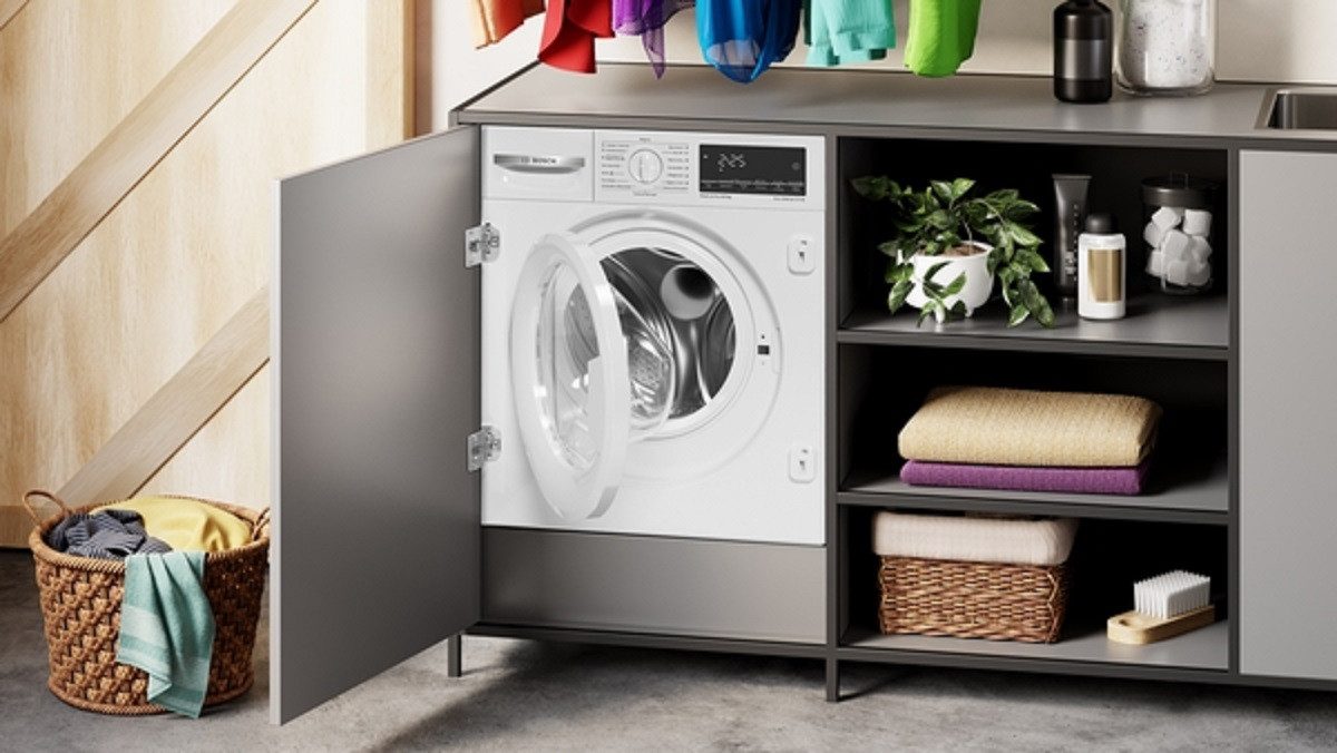 BOSCH Waschtrockner Serie 6 WKD28490, 1400 U/min, Einbau, Frontlader, AquaStop