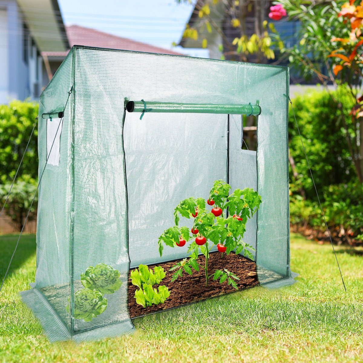 GartenHero Foliengewächshaus Großes Tomatengewächshaus Gewächshaus Tomatenhaus Foliengewächshaus