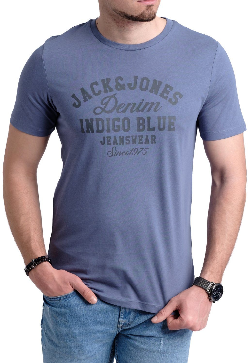 Jack & Jones 5er 2 Baumwolle 5er-Pack) (Spar Print-Shirt Aufdruck Mix T-Shirts Set, aus mit OPT