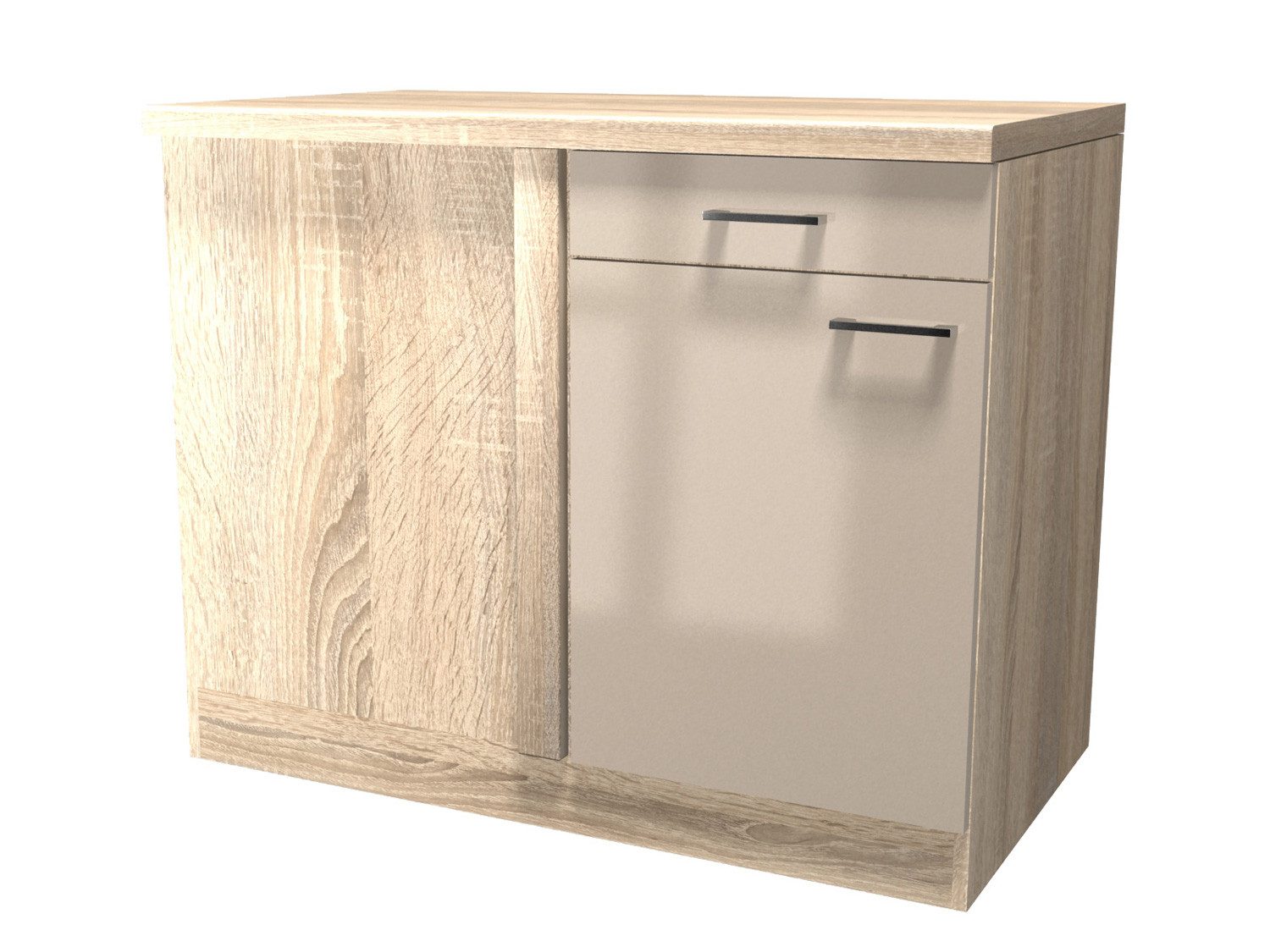 Flex-Well Eckunterschrank Eckunterschrank Küche - 110 cm - Kaschmir Glanz Sonoma Eiche – Neapel