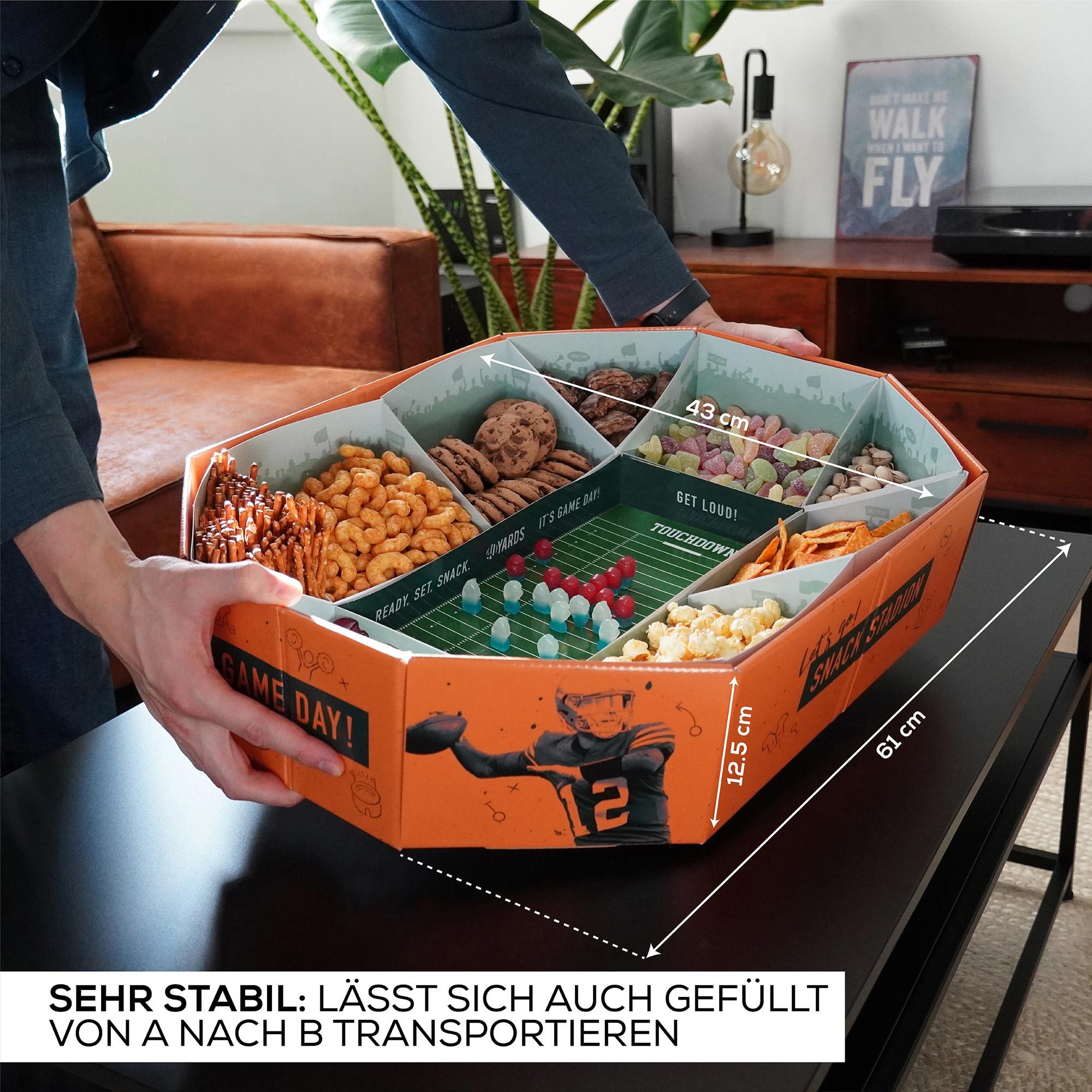 40YARDS Servierplatte American Football Snack Stadium – Großes XXL Snack Stadion, (61 x 43 x 12,5 cm) – Bild 4 von 5
