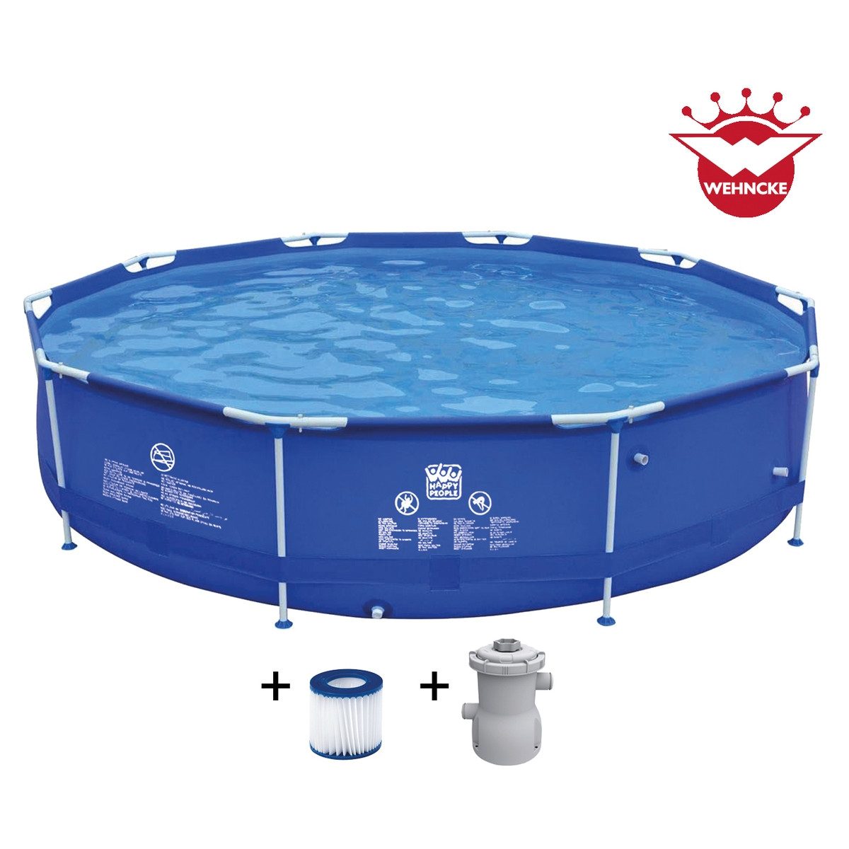 Happy People Pool Stahlrahmenpool mit Filterpumpe blau Ø360x76cm